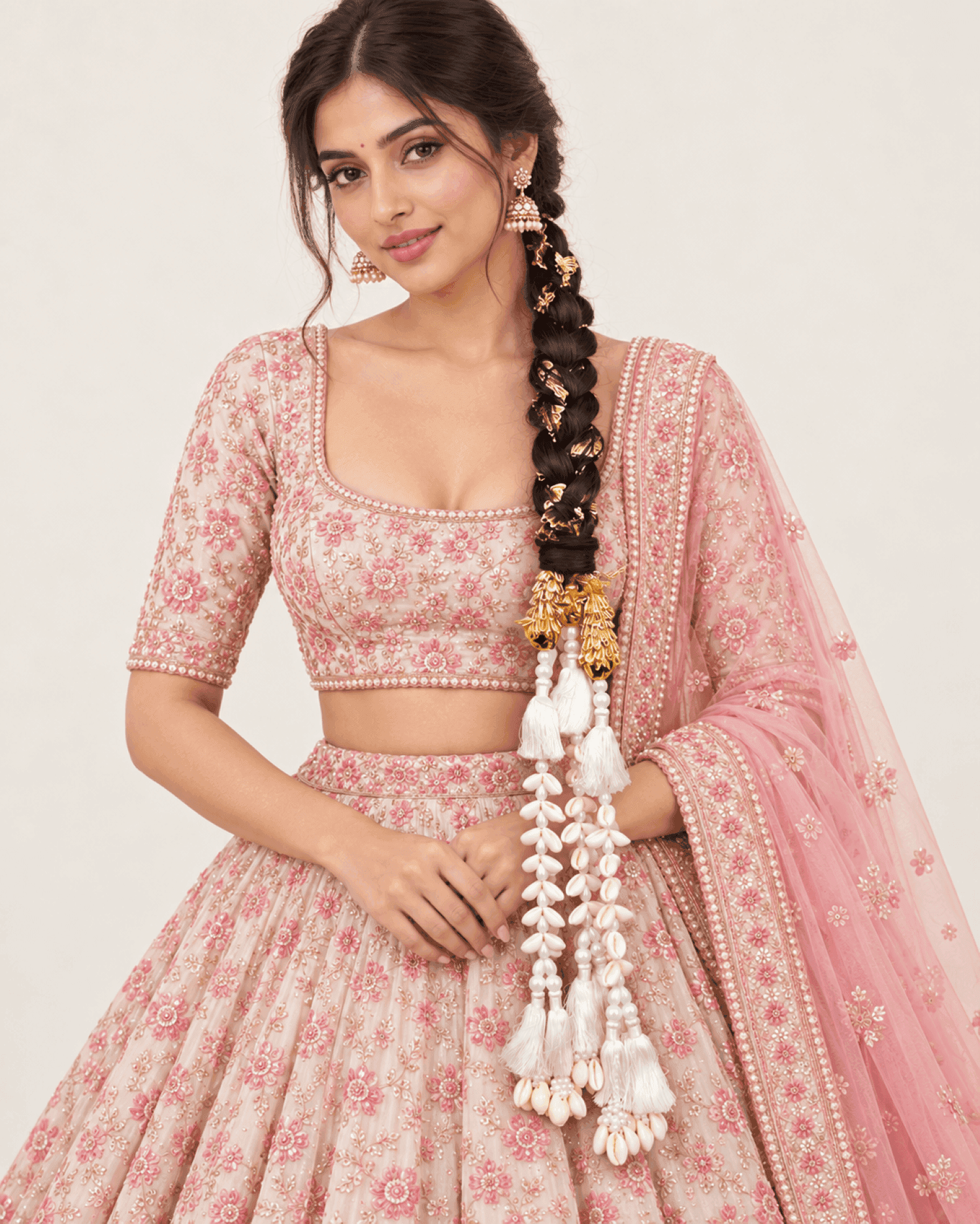 White Sea Shell Long Tassel Parandi
