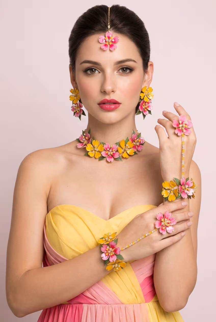 Floral Fantasy Resin Handmade Bridal Set
