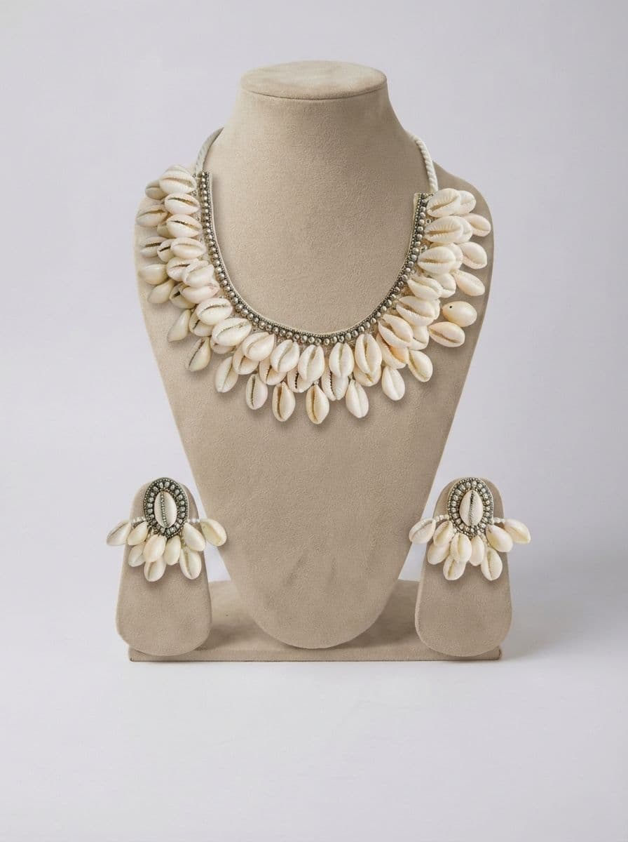 Antique White Seashell Handmade Jewellery Set - Ideal Wedding Accessory