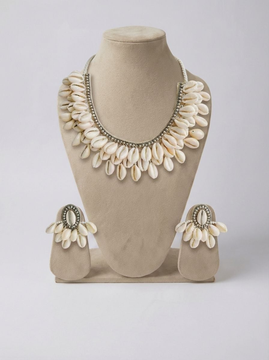 Antique White Seashell Handmade Jewellery Set - Ideal Wedding Accessory