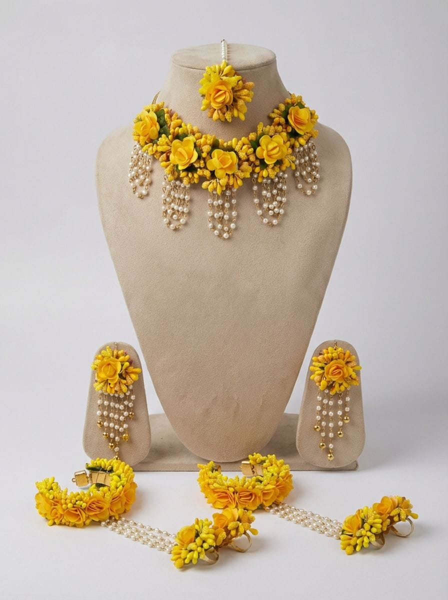 Ethnic Splendor Haldi-Mehndi Floral Women's Jewellery for Weddings