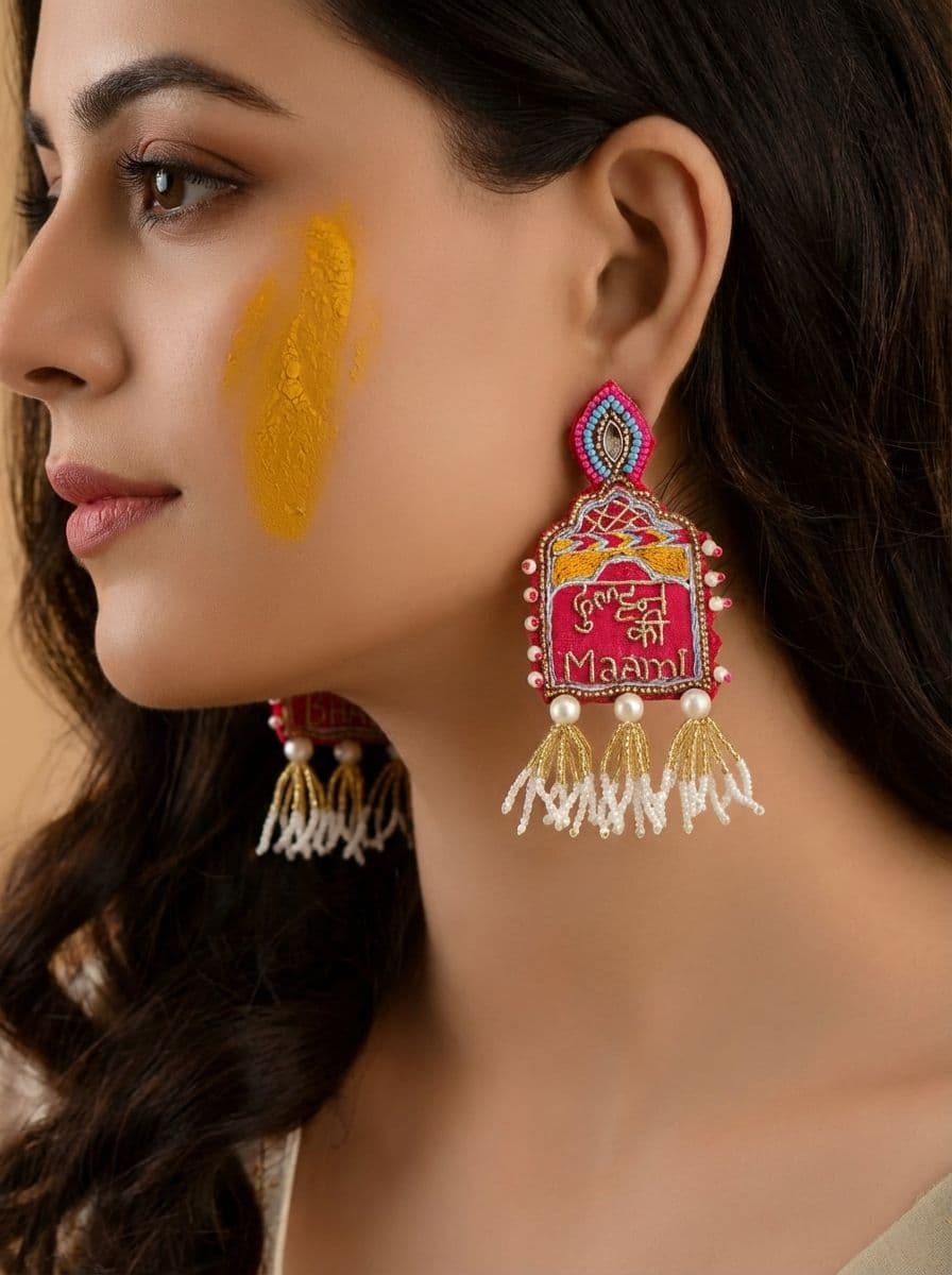 Handcrafted Golden Wedding Earrings Dangle of Delight