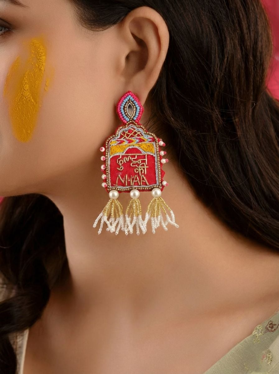 Pink Beaded Animal Danglers: Perfect Summer Festive Earrings