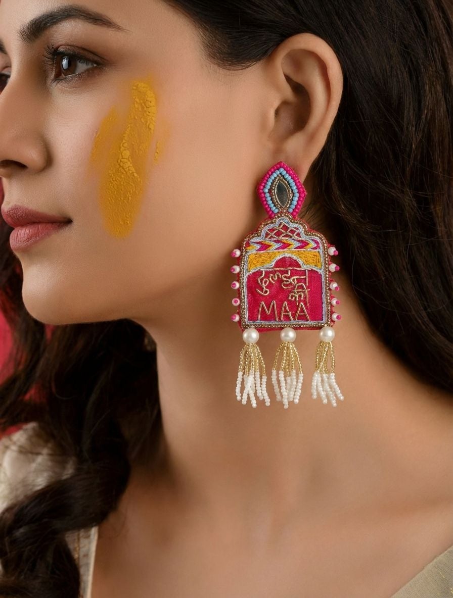 Pink Beaded Animal Danglers: Perfect Summer Festive Earrings