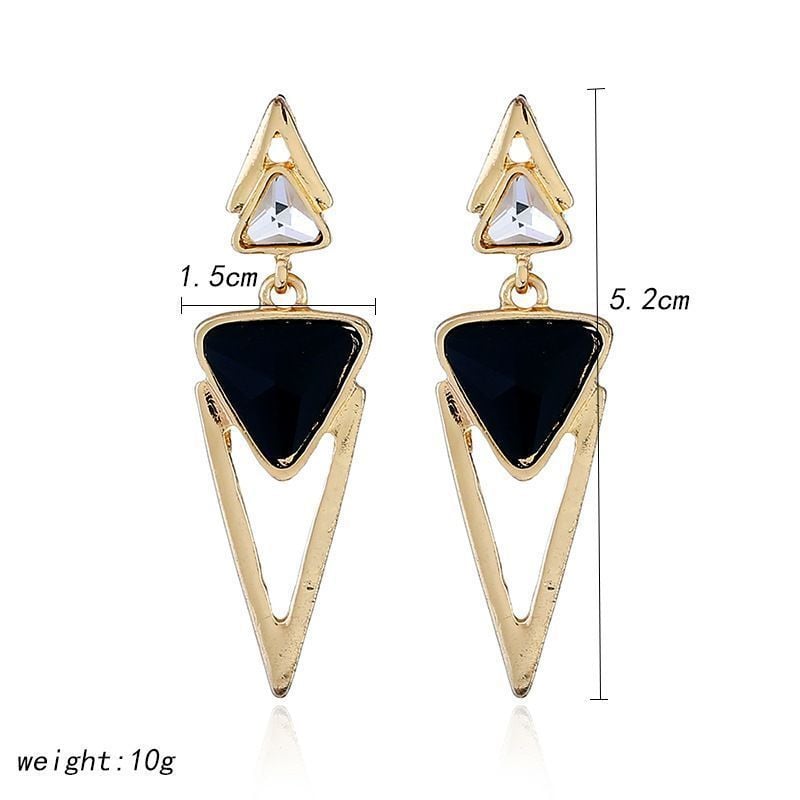 Golden Plated Black Dangler Earrings