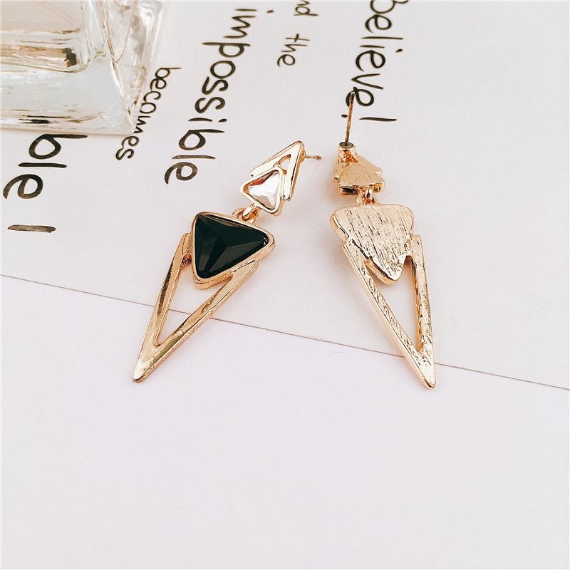 Golden Plated Black Dangler Earrings