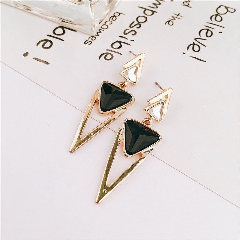 Golden Plated Black Dangler Earrings