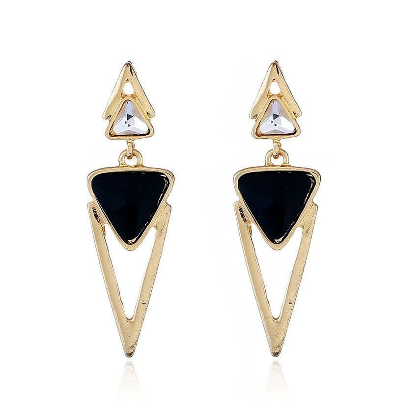 Golden Plated Black Dangler Earrings