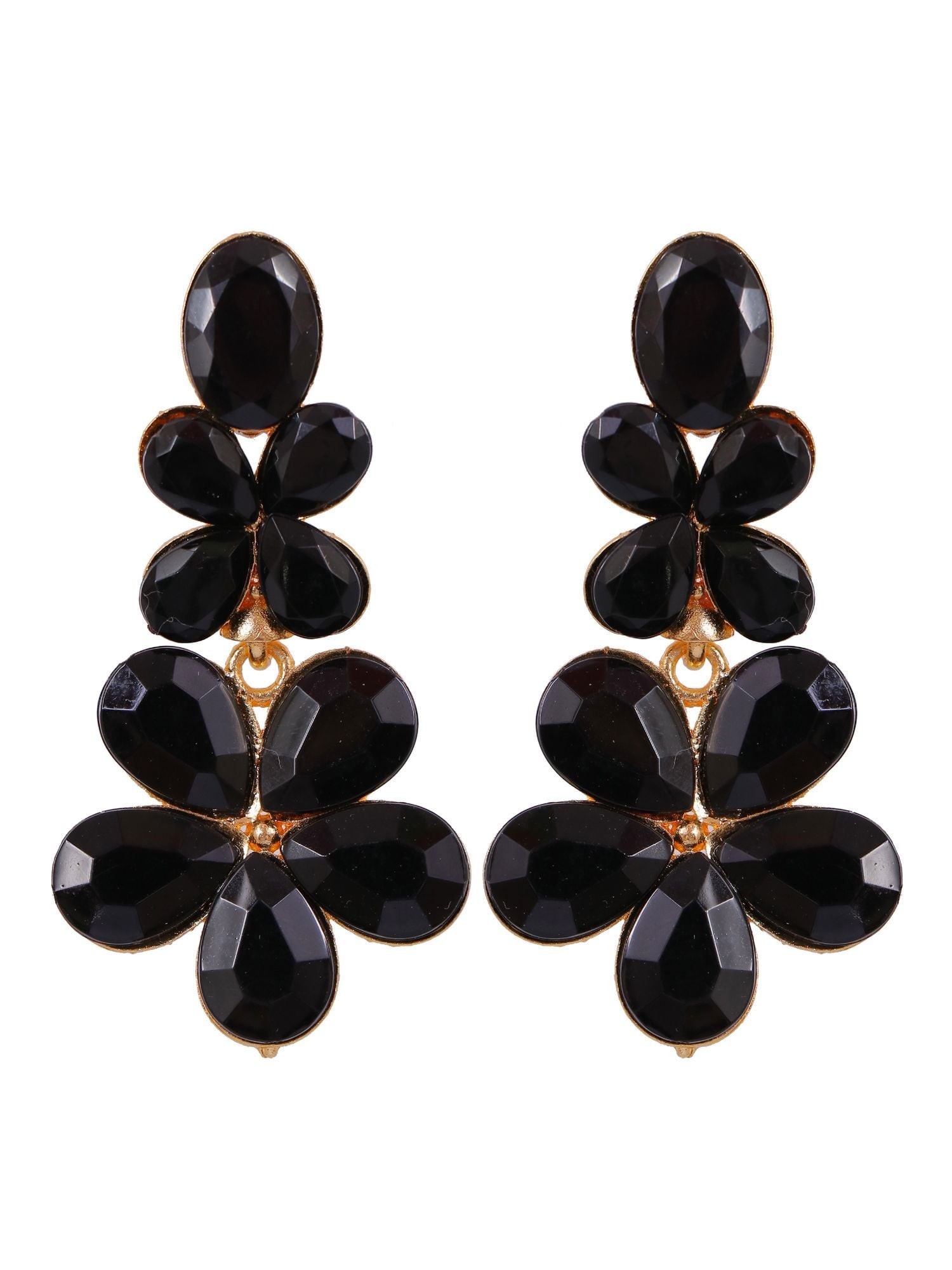 Gold Indo Western Black Statement Dangler Earrings CFE1751
