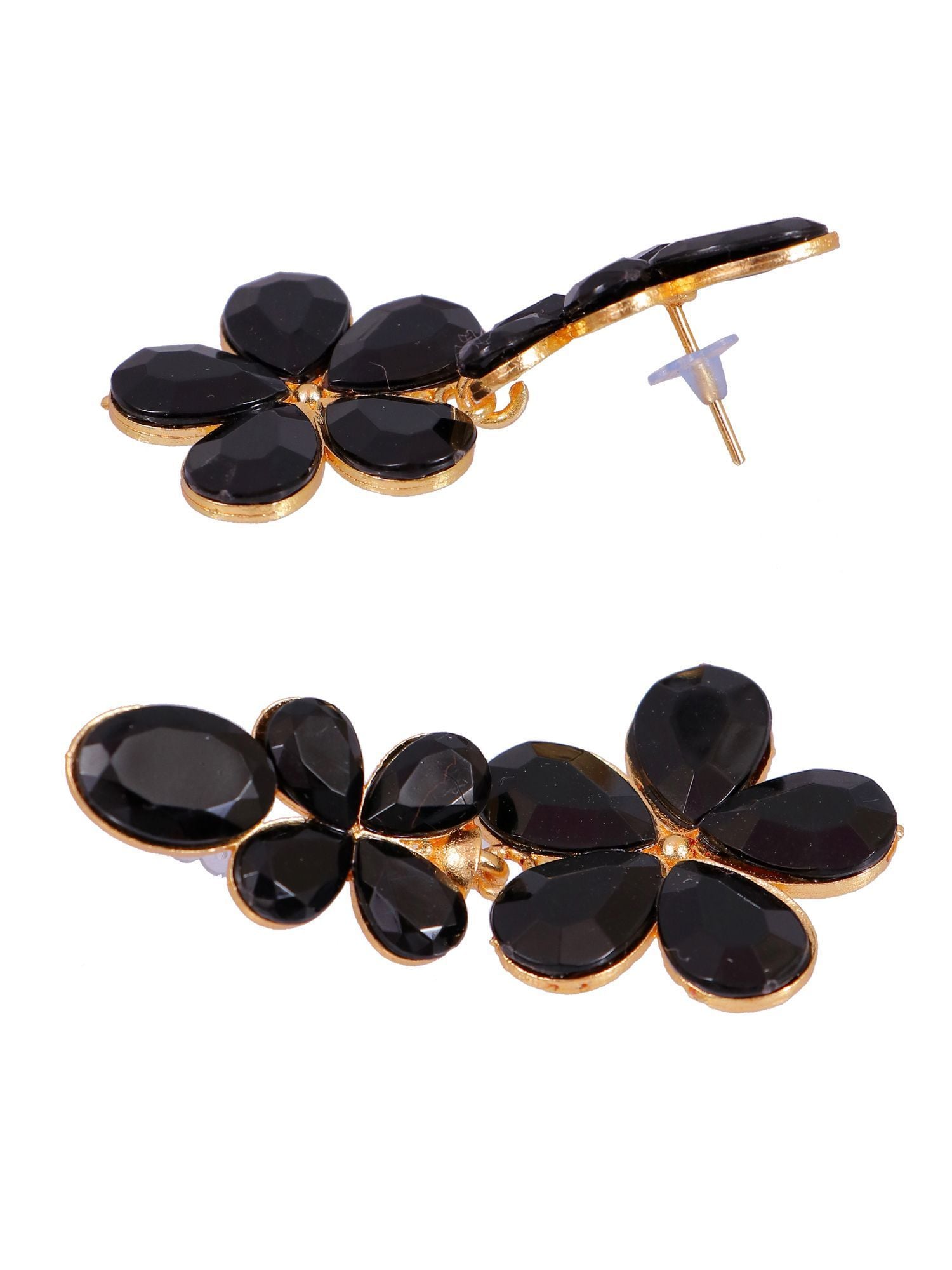 Gold Indo Western Black Statement Dangler Earrings CFE1751