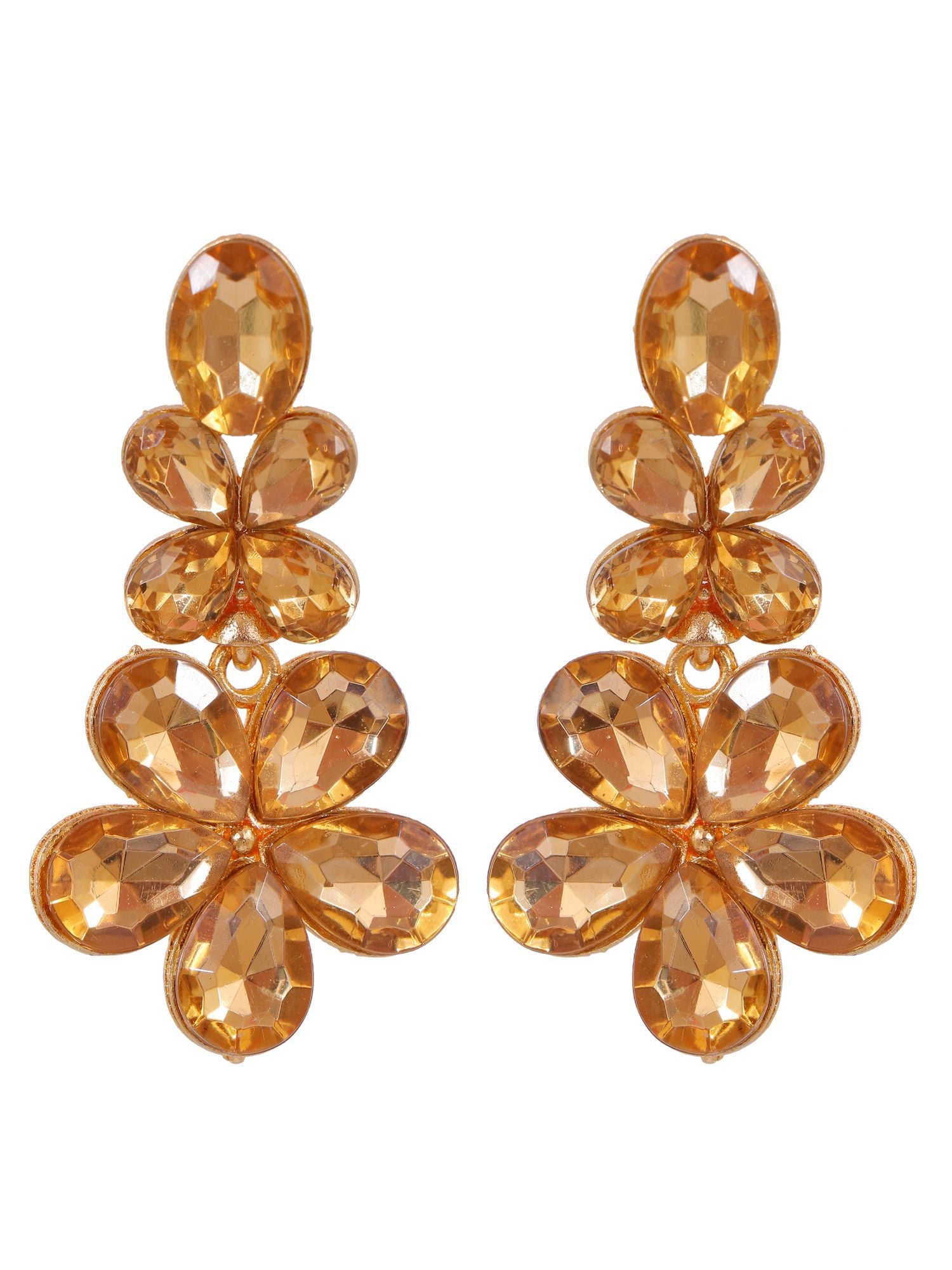 Gold Indo Western Yellow Statement Dangler Earrings CFE1753