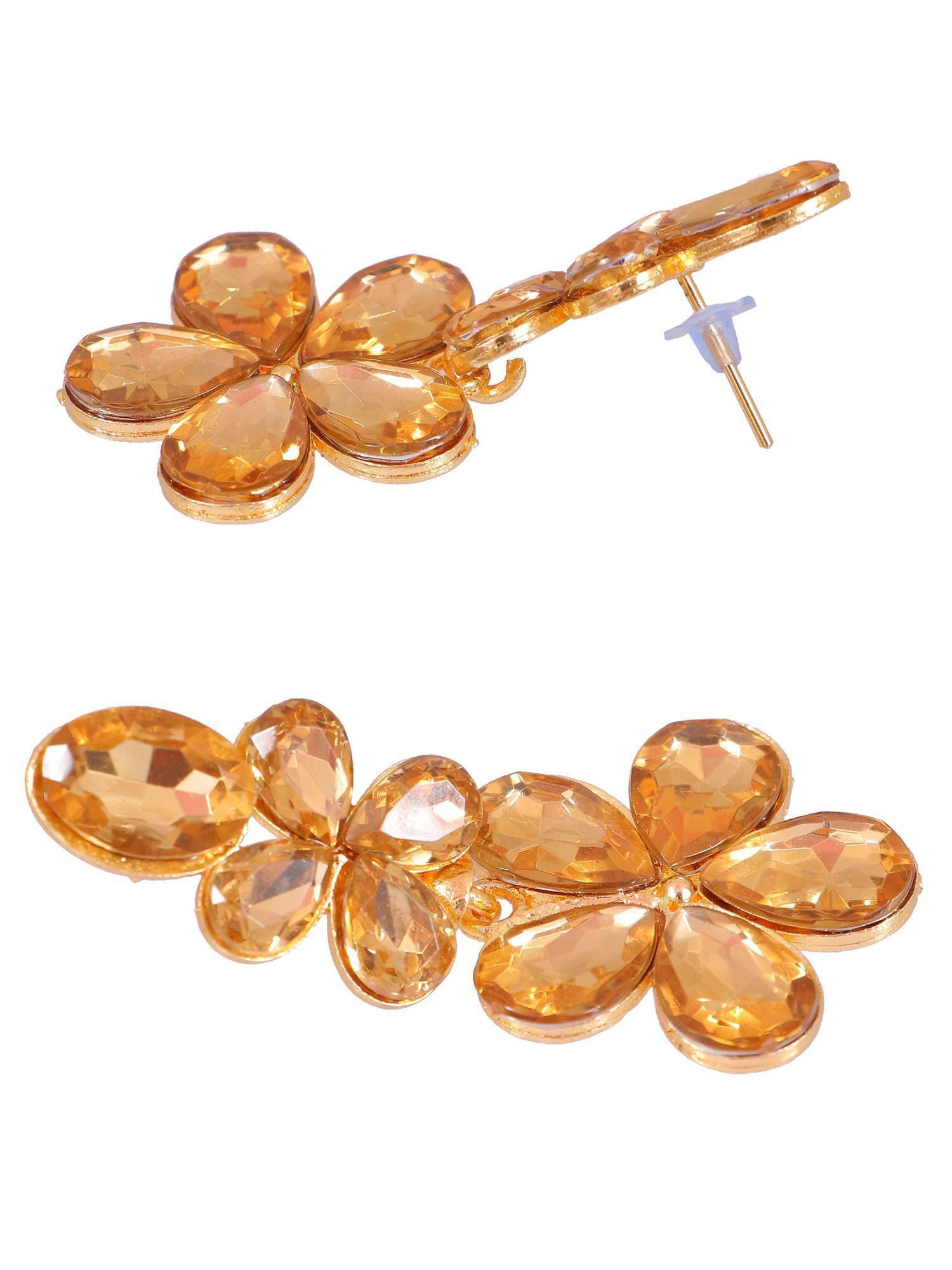 Gold Indo Western Yellow Statement Dangler Earrings CFE1753