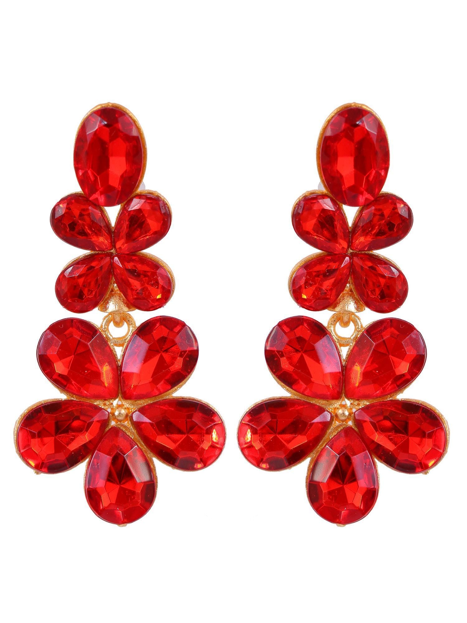 Gold Indo Western Red Statement Dangler Earrings CFE1754