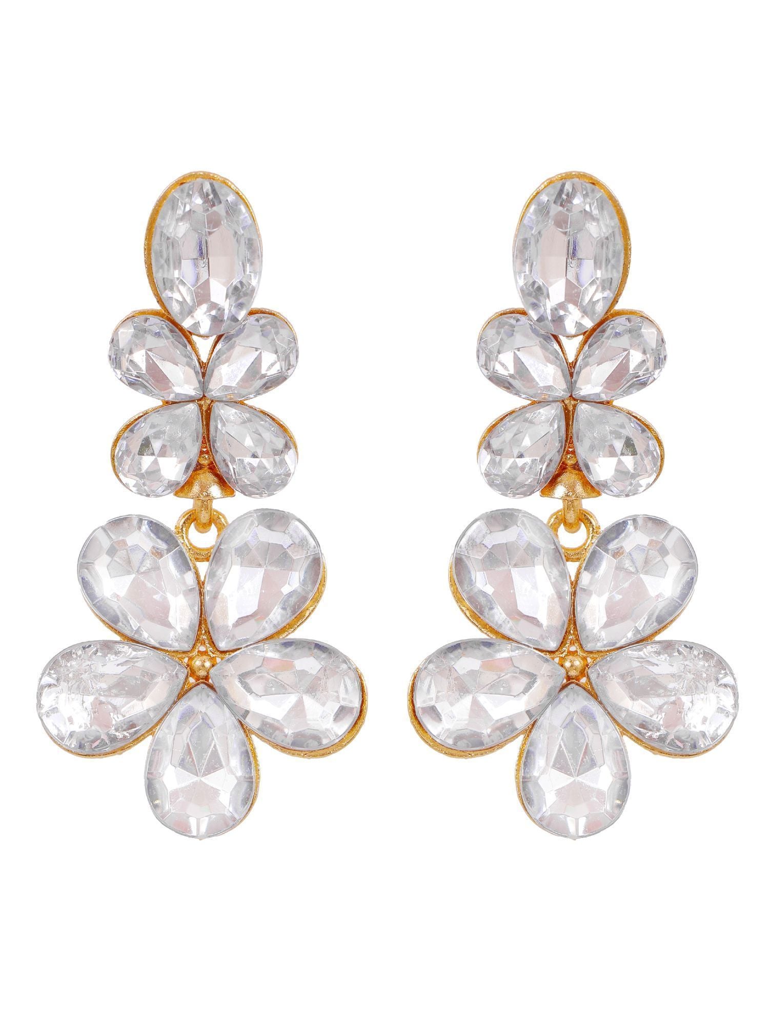 Gold Indo Western White Statement Dangler Earrings CFE1755