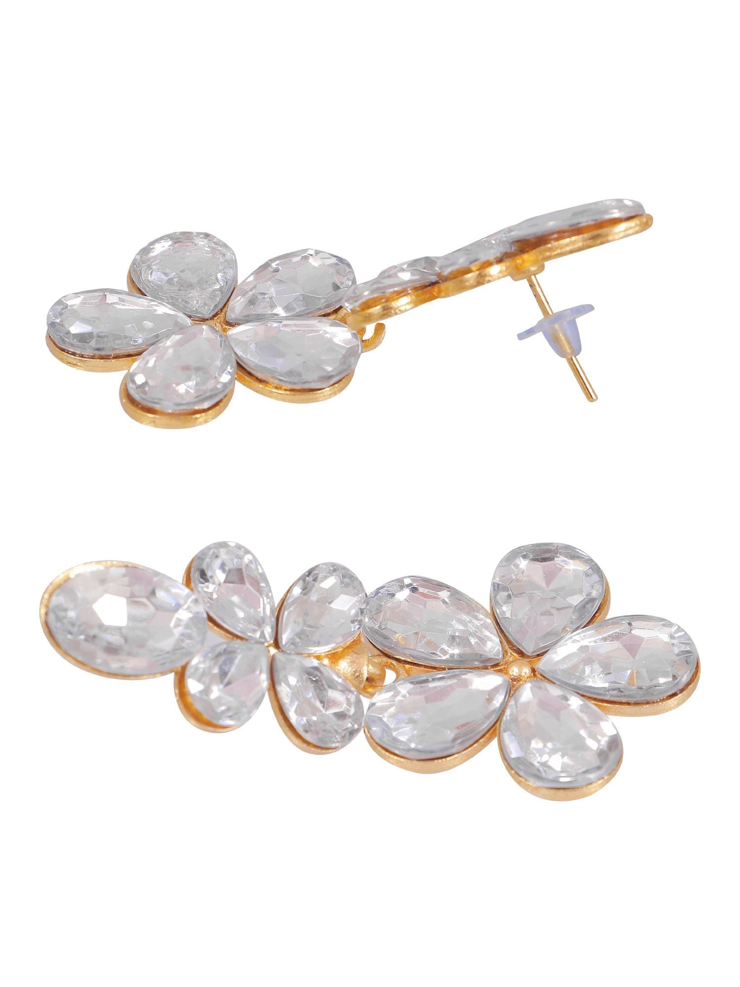 Gold Indo Western White Statement Dangler Earrings CFE1755