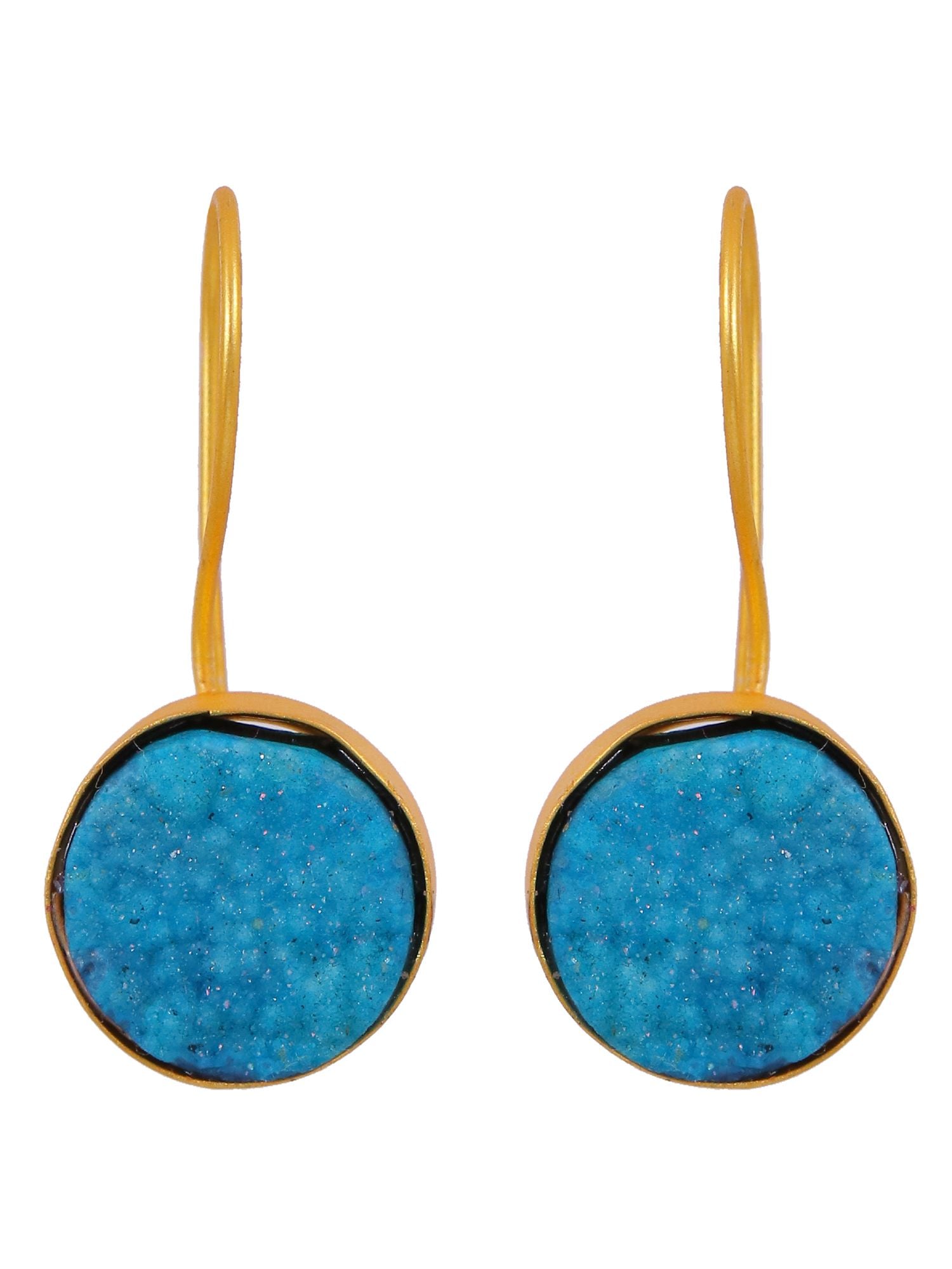 Crunchy Fashion Gold-Plated Embelished Blue Faux Stone Dangler Earrings CFE1760
