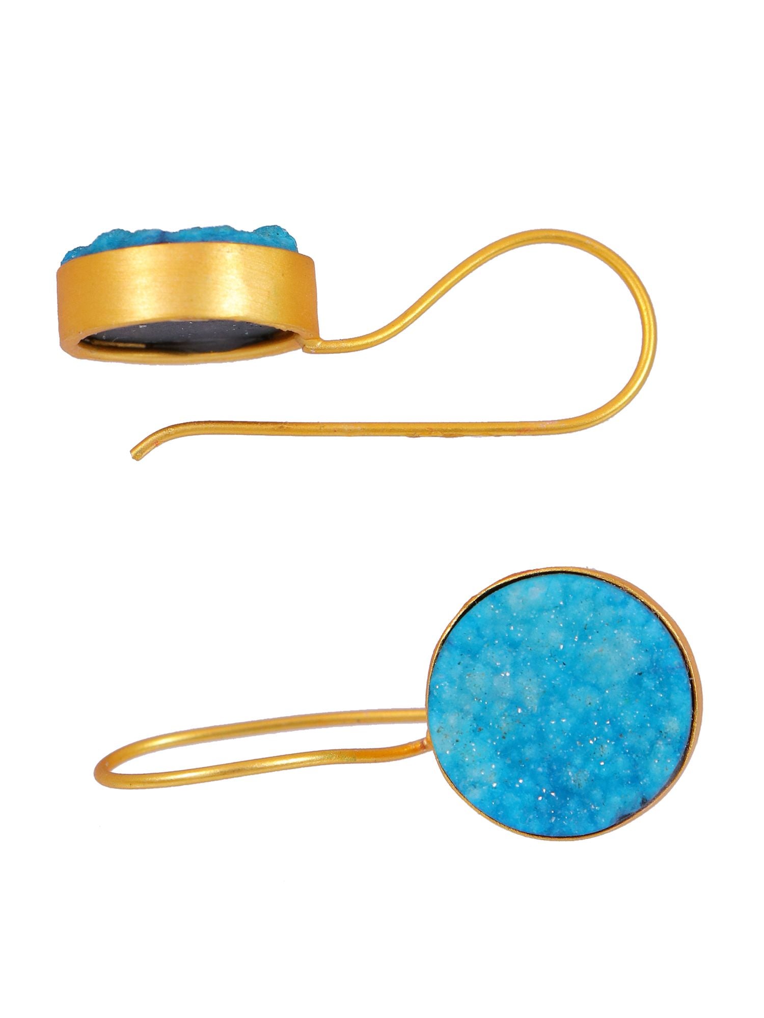 Crunchy Fashion Gold-Plated Embelished Blue Faux Stone Dangler Earrings CFE1760