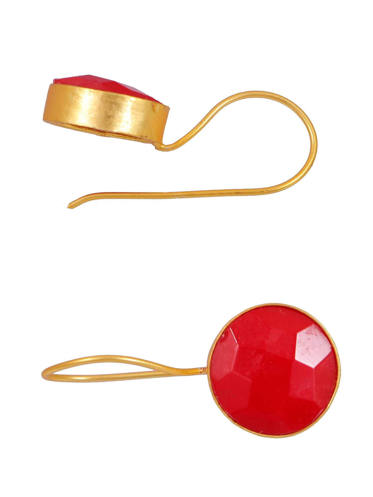 Crunchy Fashion Gold-Plated Embelished Red Faux Stone Dangler Earrings CFE1766