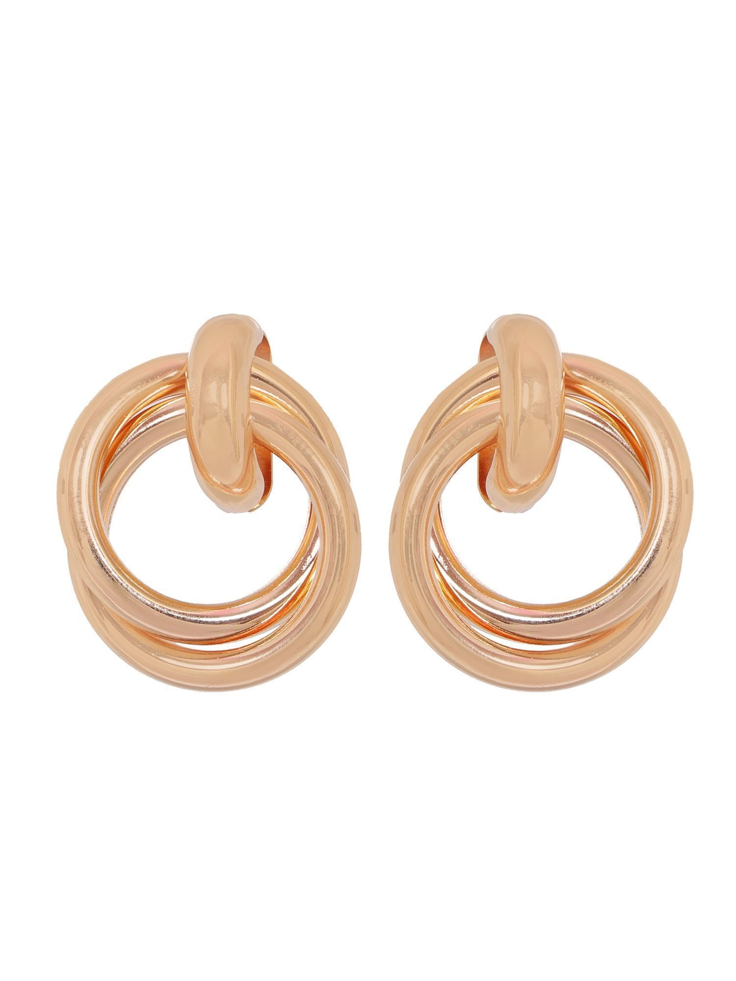 Crunchy Fashion Rose Gold Contemprory Double Dangler Earrings CFE1810