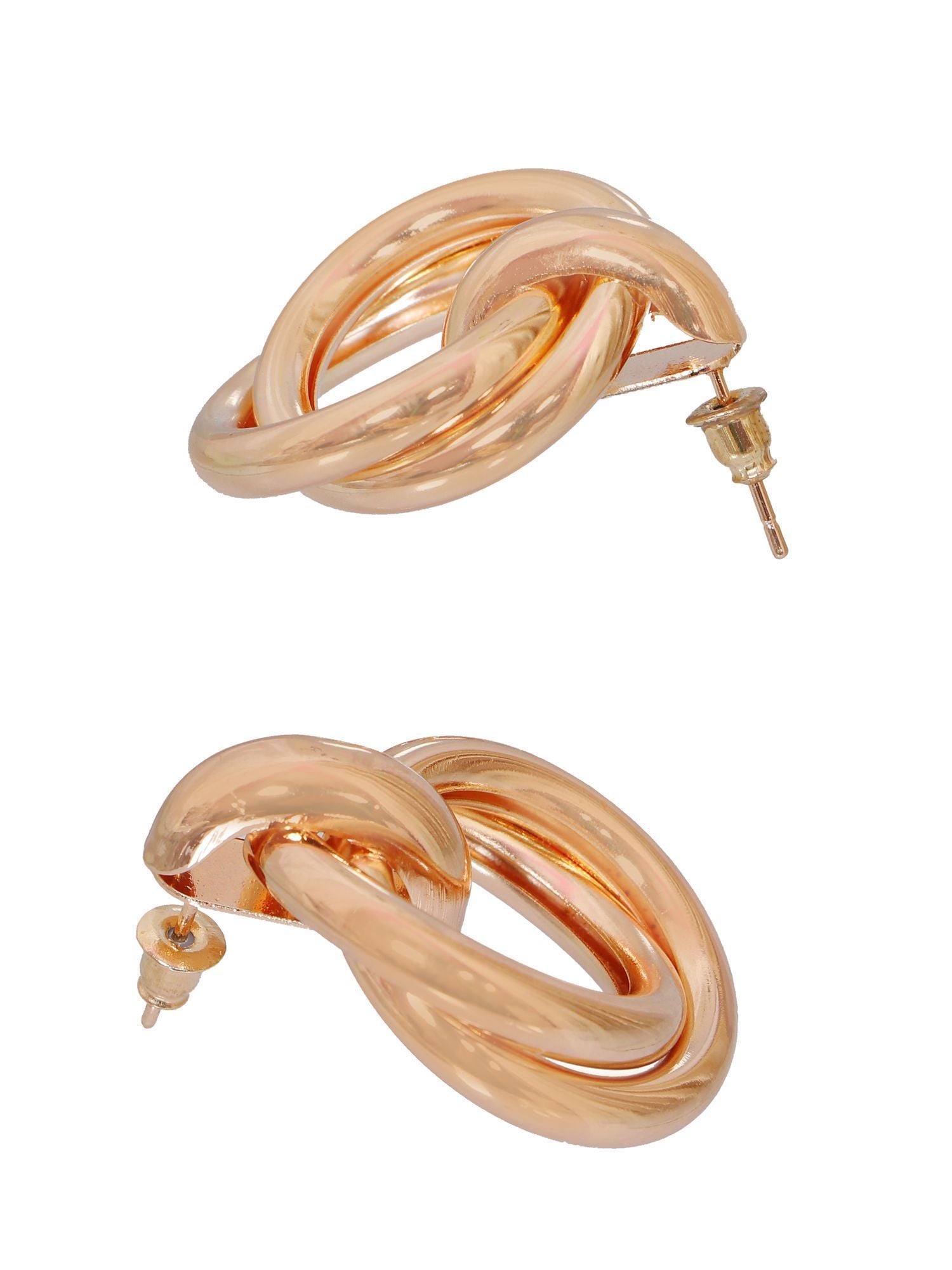 Crunchy Fashion Rose Gold Contemprory Double Dangler Earrings CFE1810