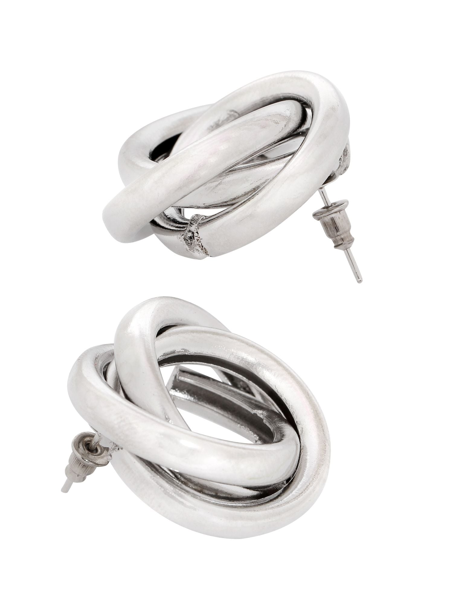 Asymmetric Silver Alloy Stud Earrings for Women & Girls