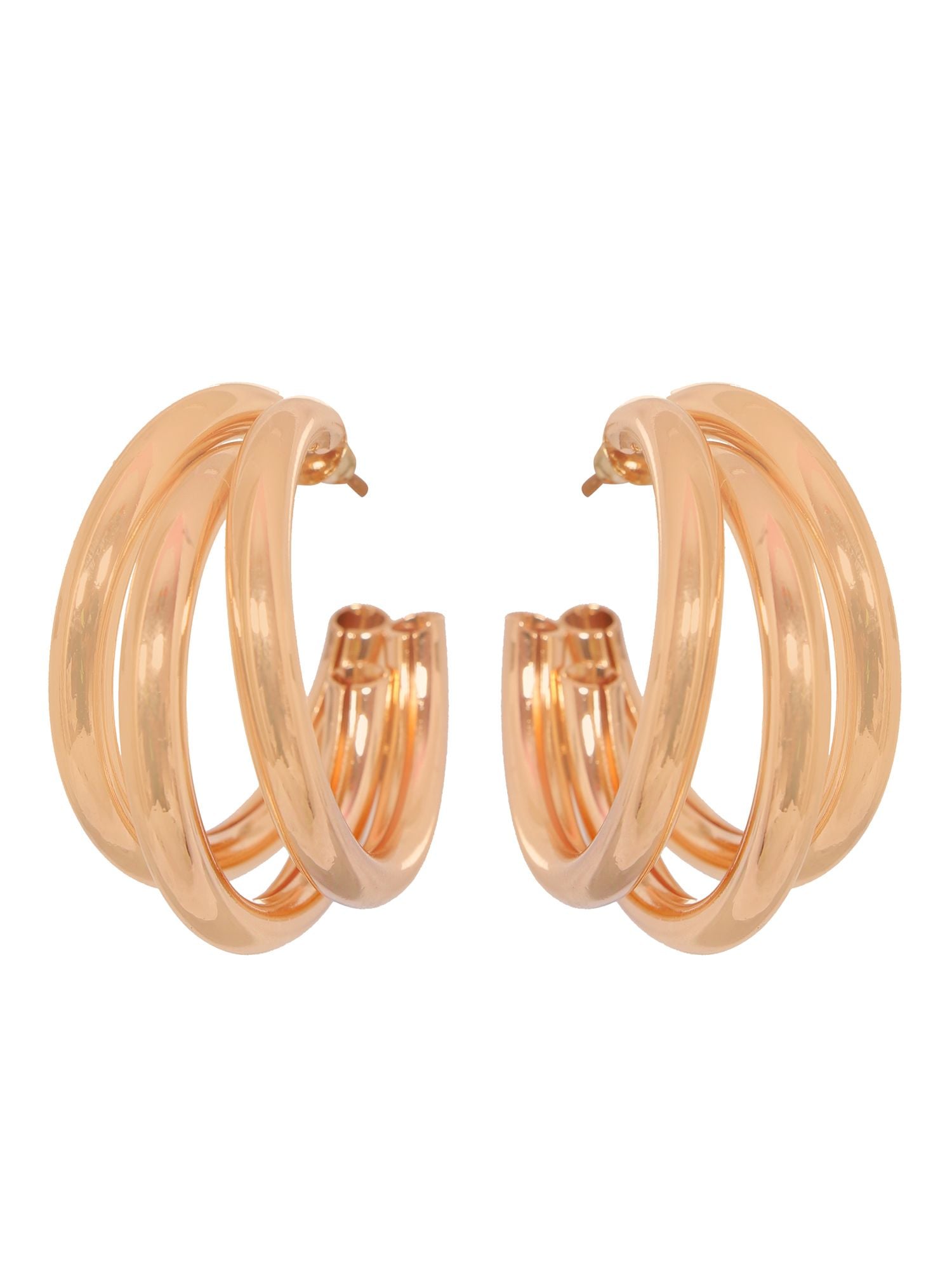 Paradiso Glitz: Rose-Gold Half Hoop Earrings for Fashion-Forward Women