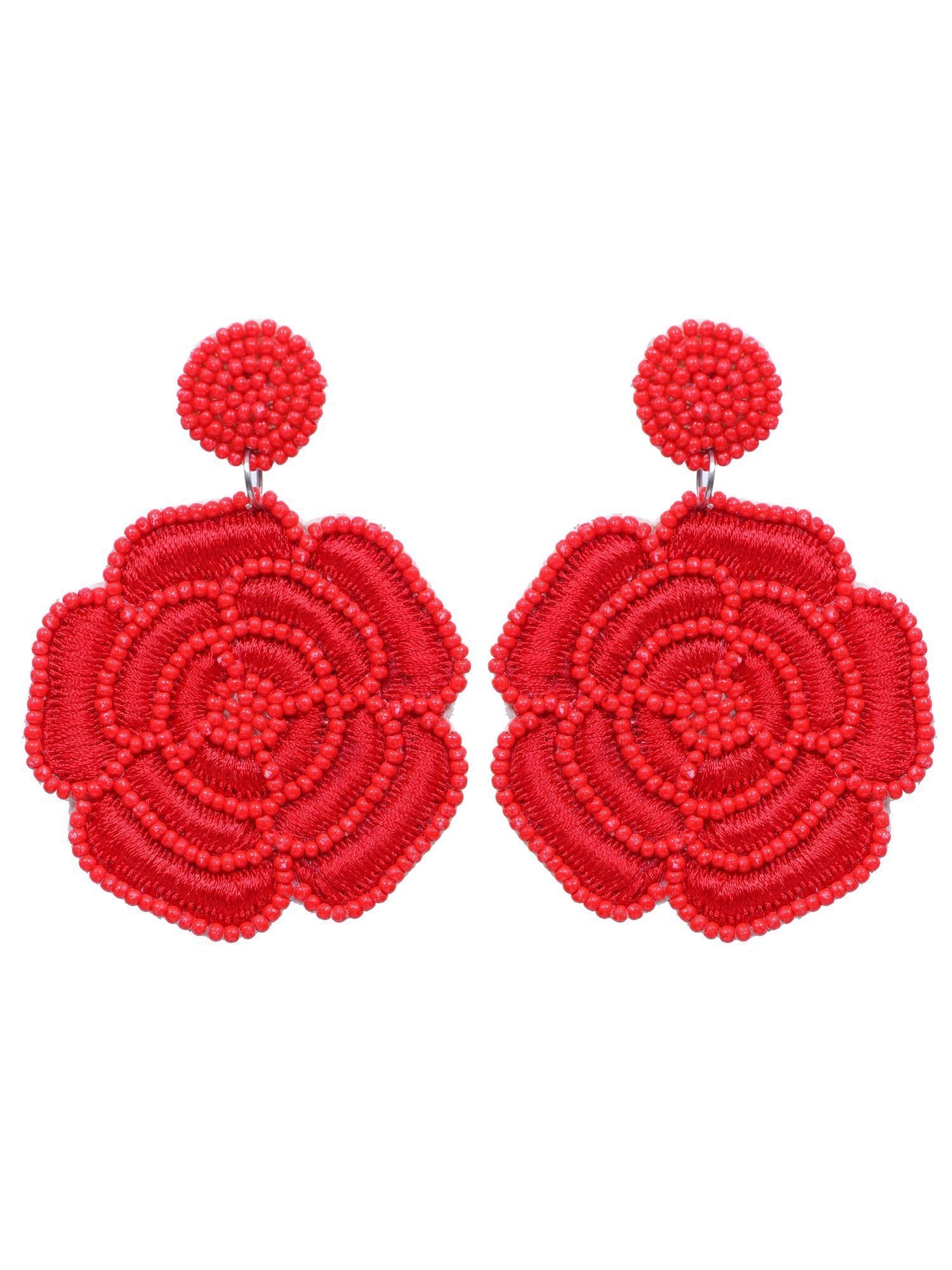 Crunchy Fashion Beads Studded Contemporary Floral Design Handcrafted Earrings CFE1850