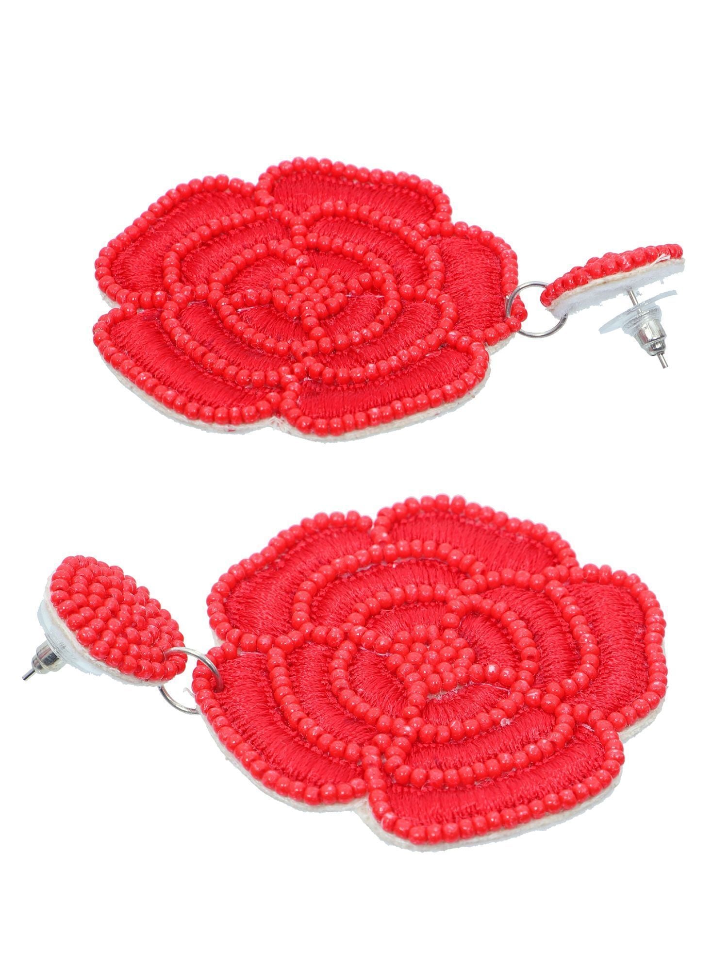 Crunchy Fashion Beads Studded Contemporary Floral Design Handcrafted Earrings CFE1850