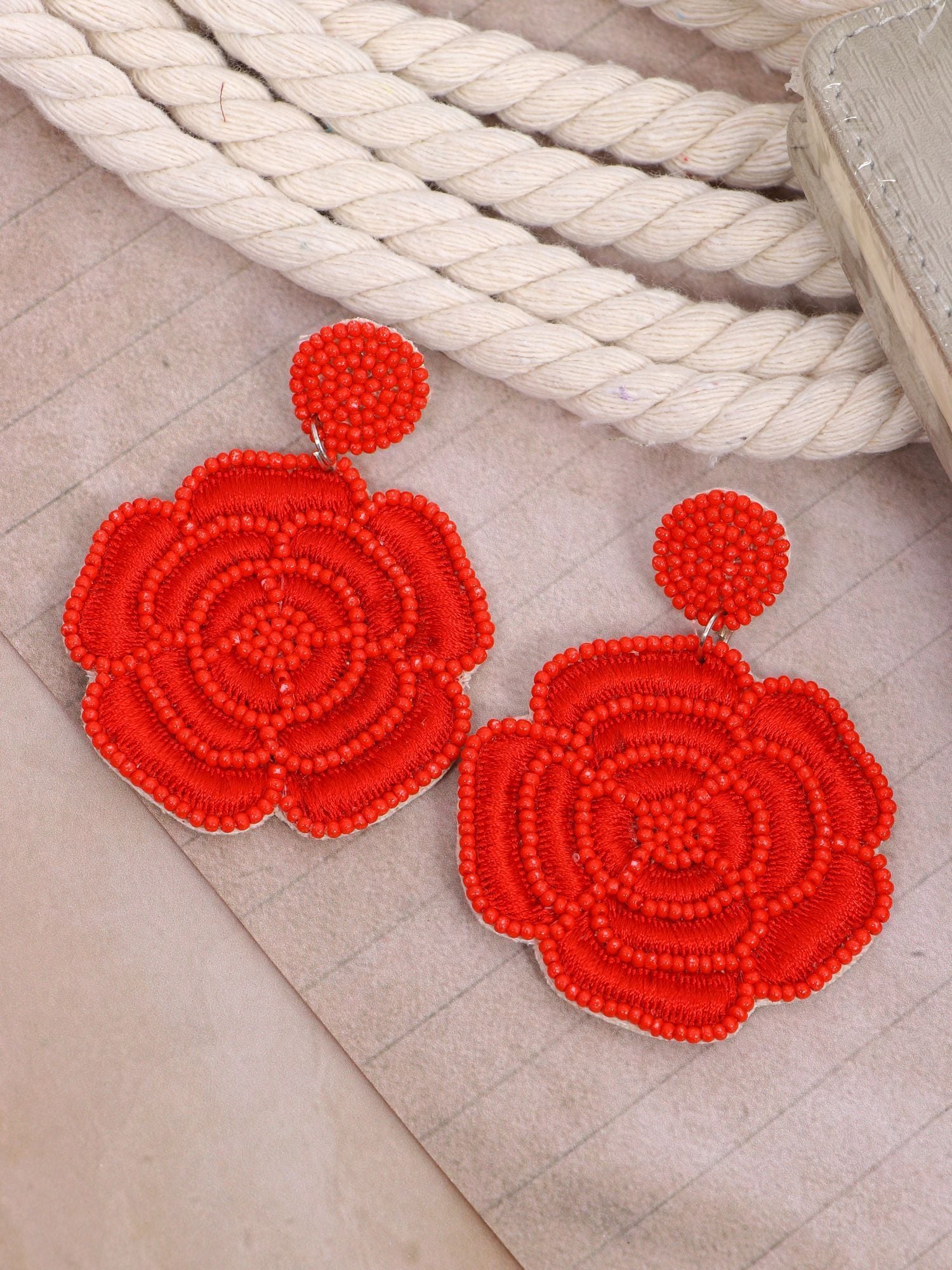 Crunchy Fashion Beads Studded Contemporary Floral Design Handcrafted Earrings CFE1850