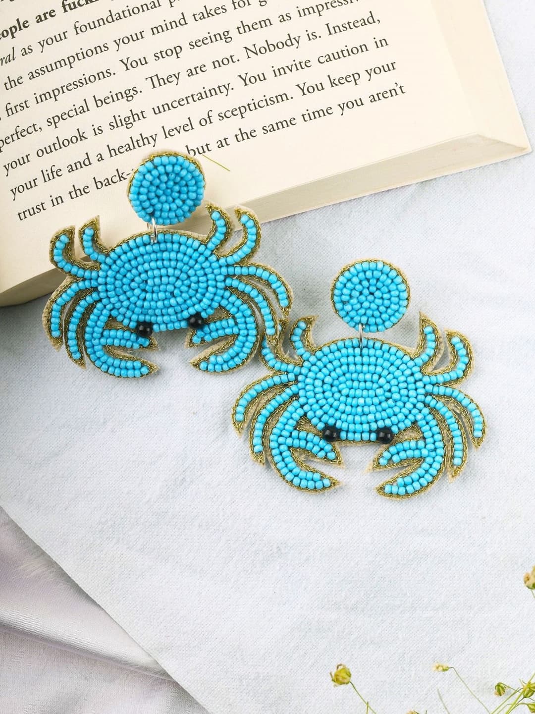 Sky-blue Handmade Beaded Drop and Dangler Earrings for Women and Girls