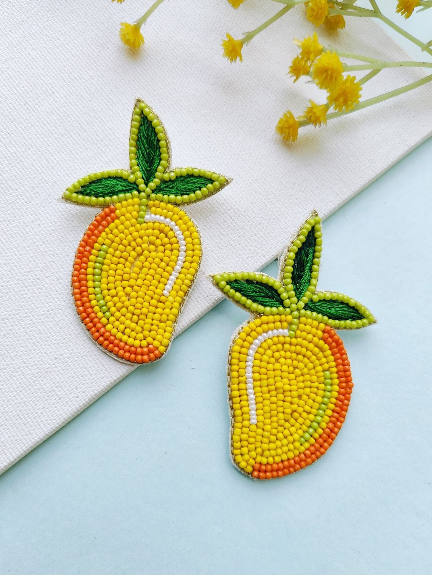 Sunny Delight Handmade Mango Beaded Earrings for Women and Girls
