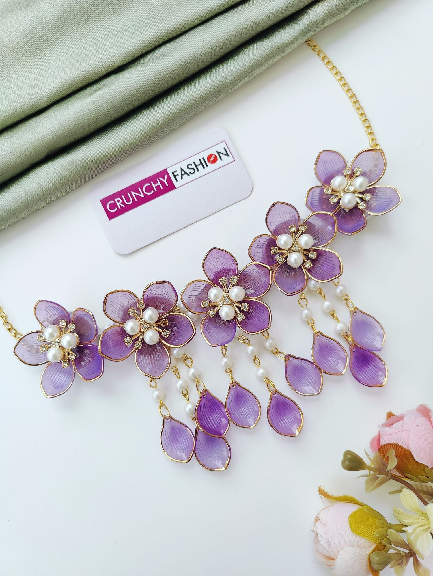 Purple Acrylic Floral Handmade Haldi Mehndi Set