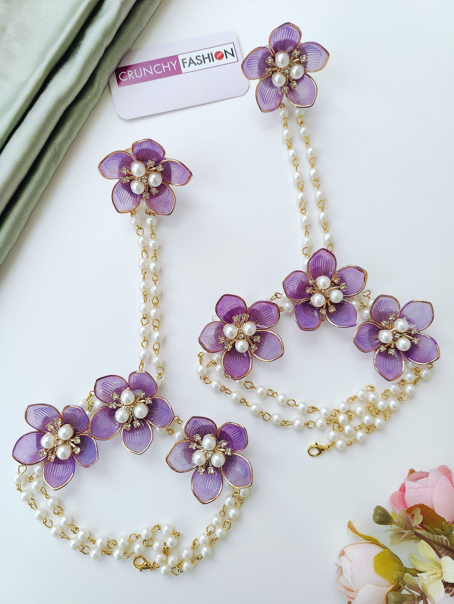 Purple Acrylic Floral Handmade Haldi Mehndi Set