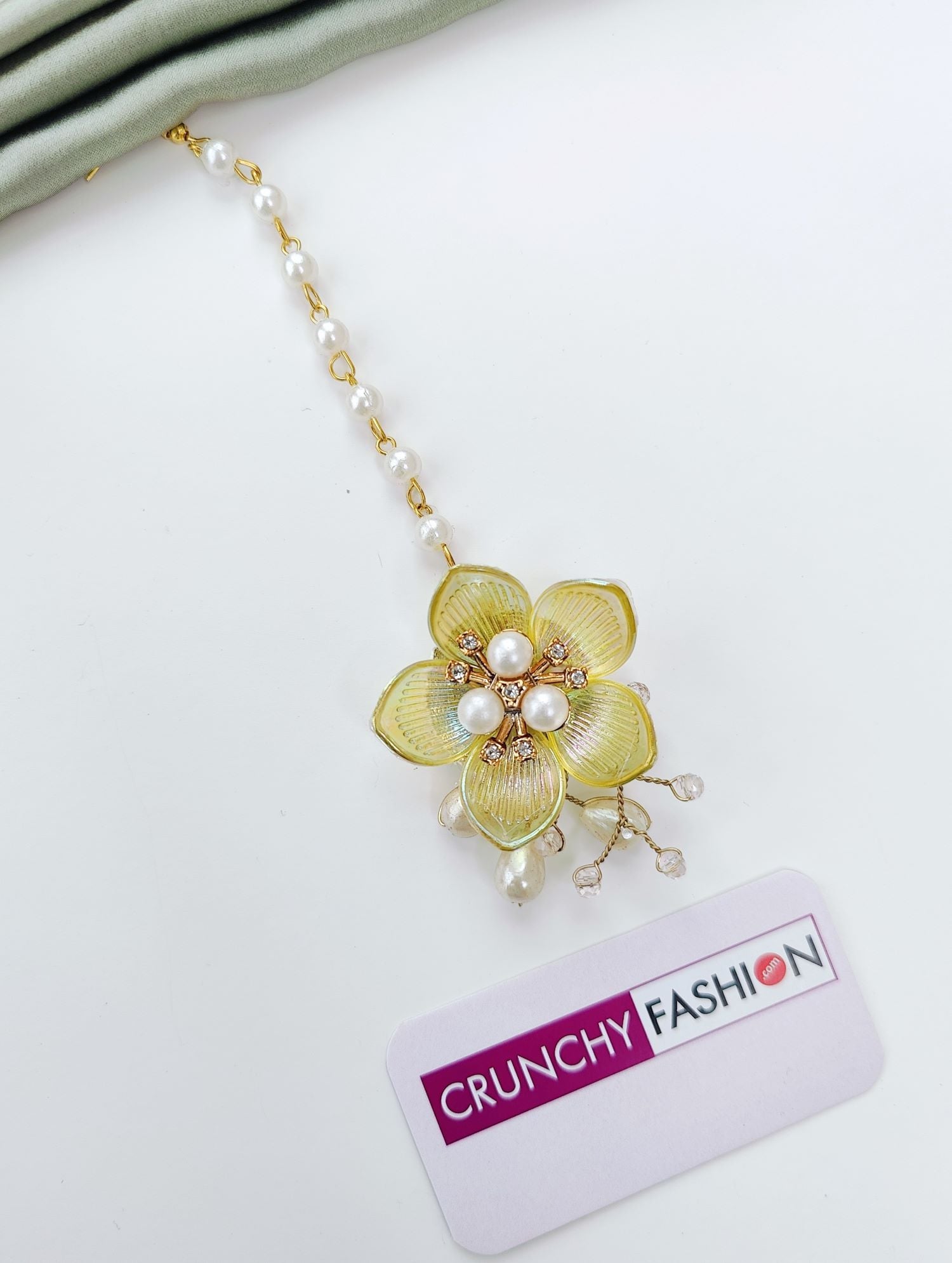 Sky Blue & Yellow Acrylic Floral Haldi Jewelry Set