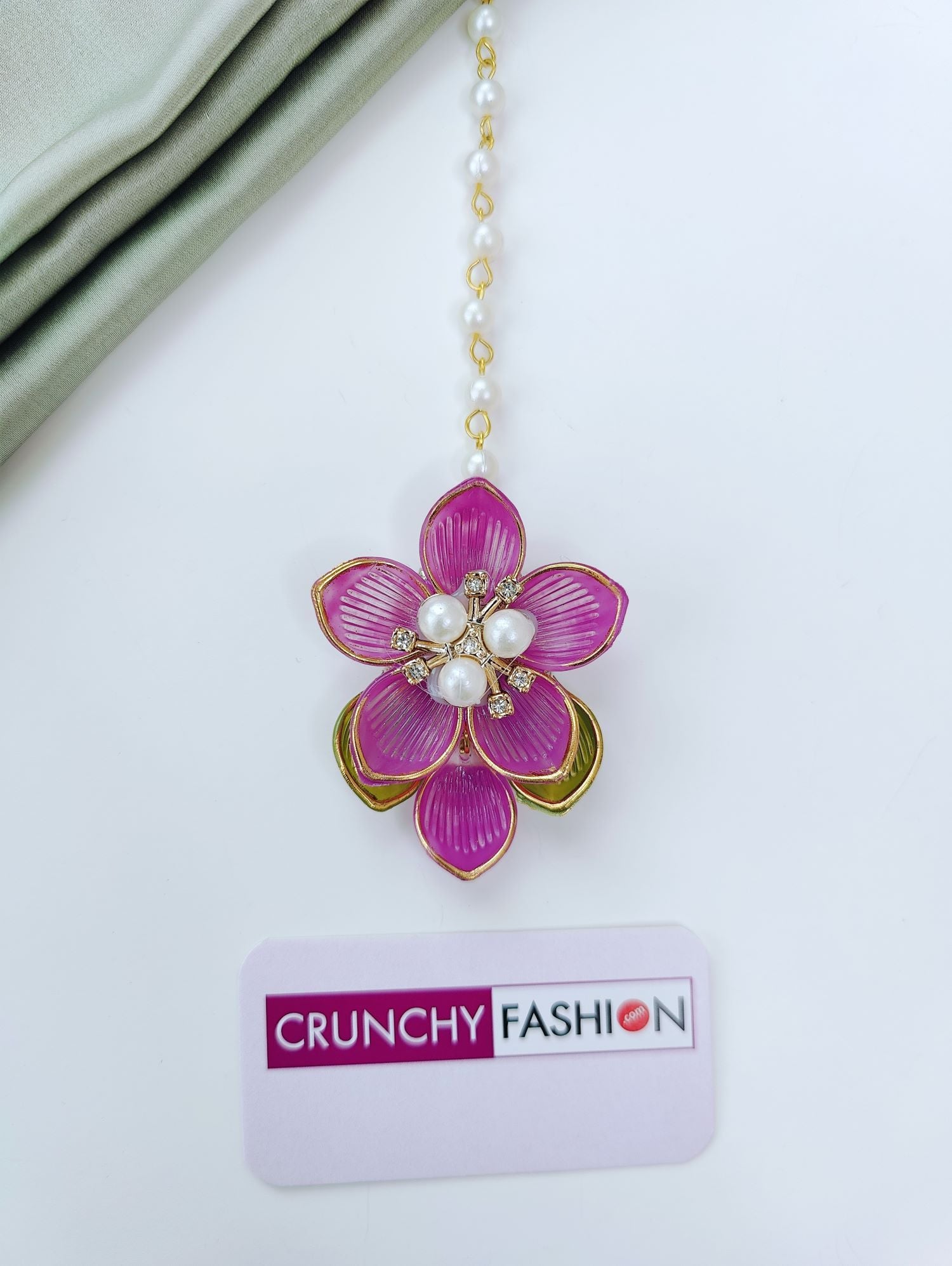 Purple Green Acrylic Floral Haldi Mehndi Jewelry Set