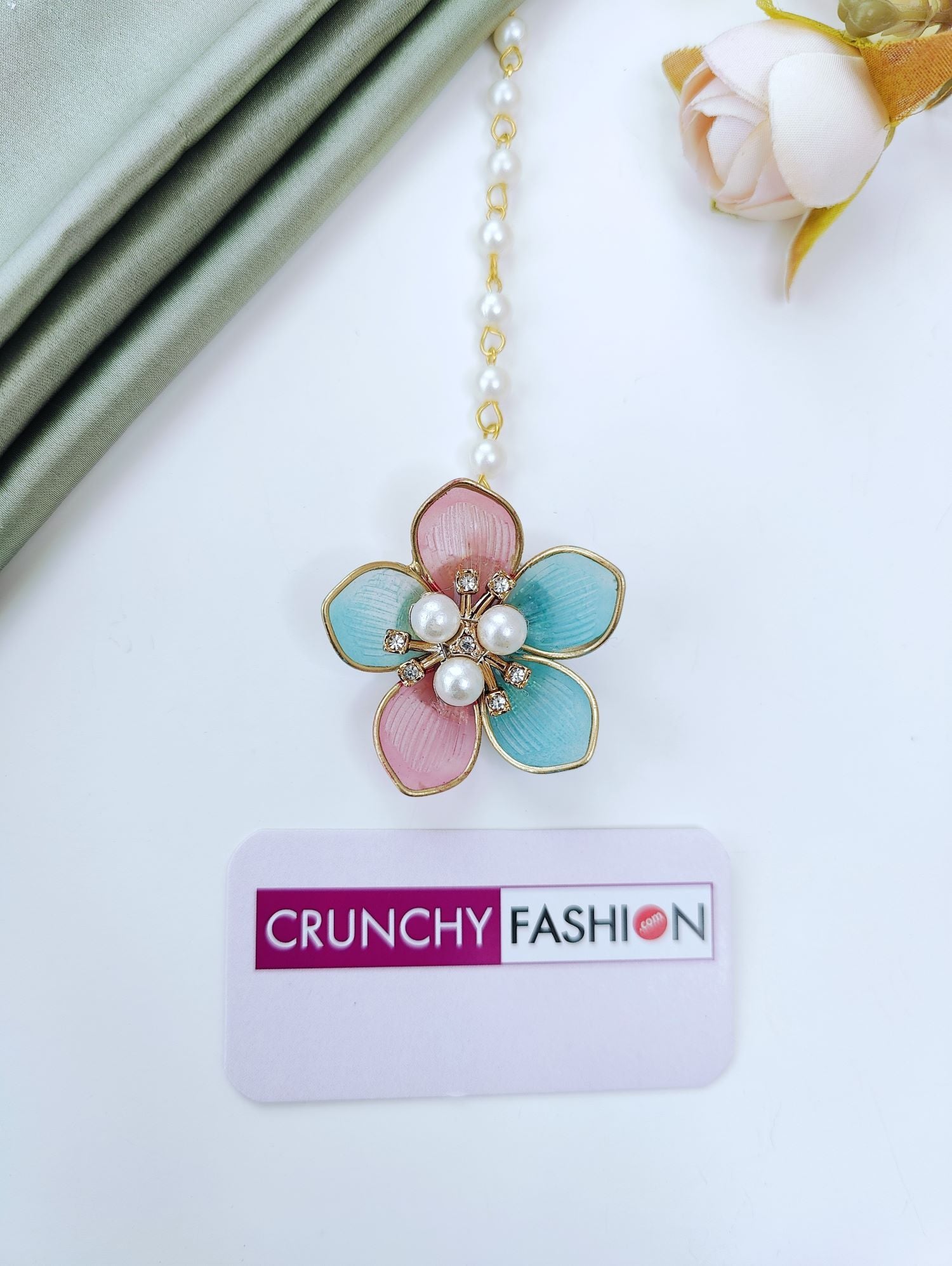 Pink & Powder Blue Acrylic Floral Bridal Set
