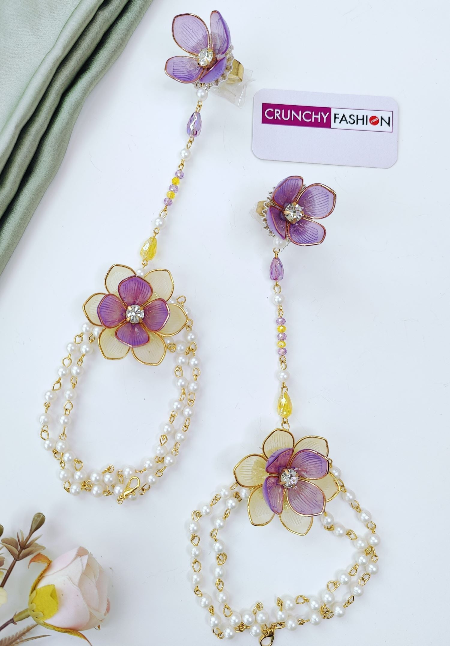 Yellow Acrylic Flower Haldi Mehndi Jewelry Set