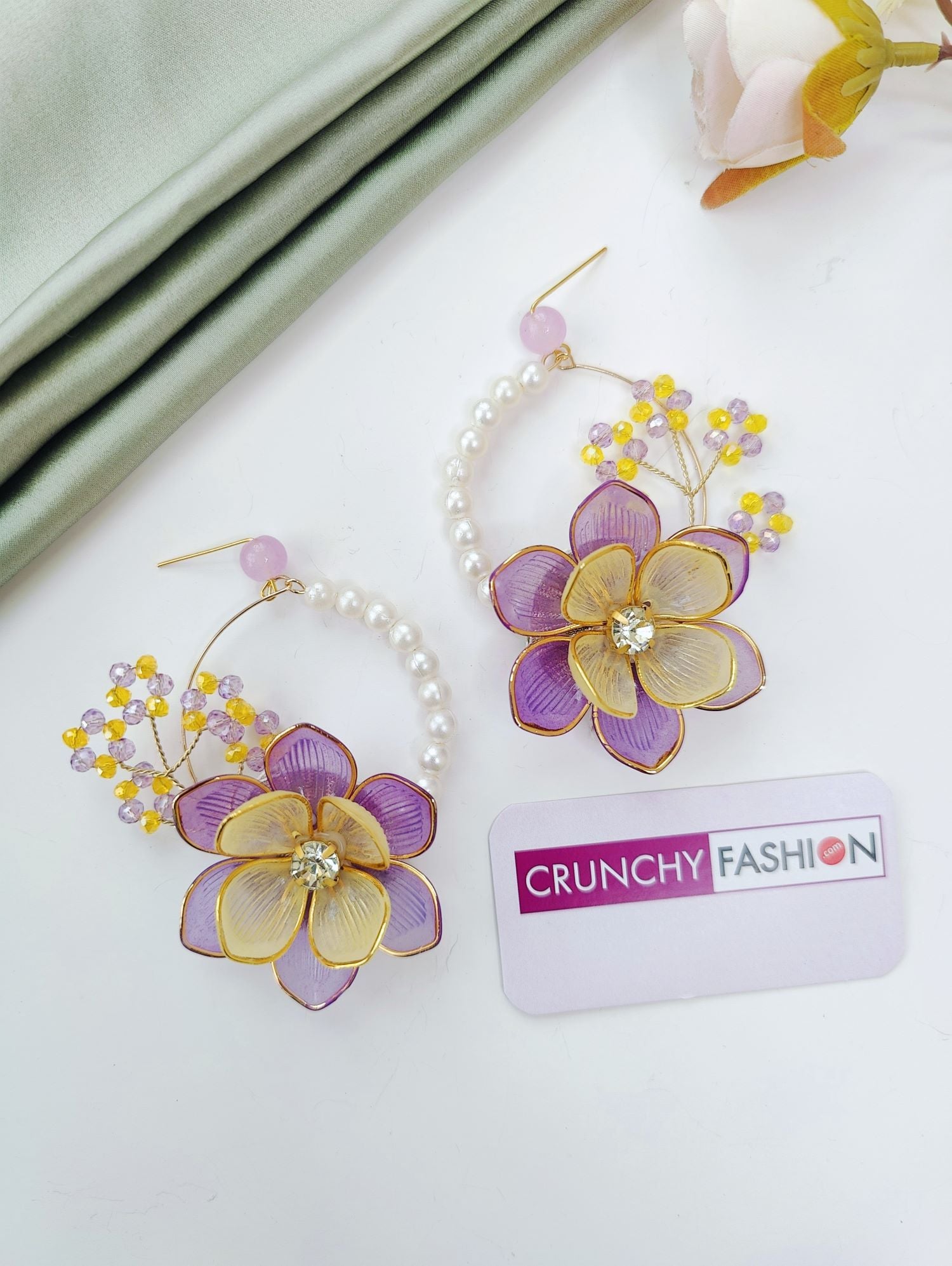 Yellow Acrylic Flower Haldi Mehndi Jewelry Set