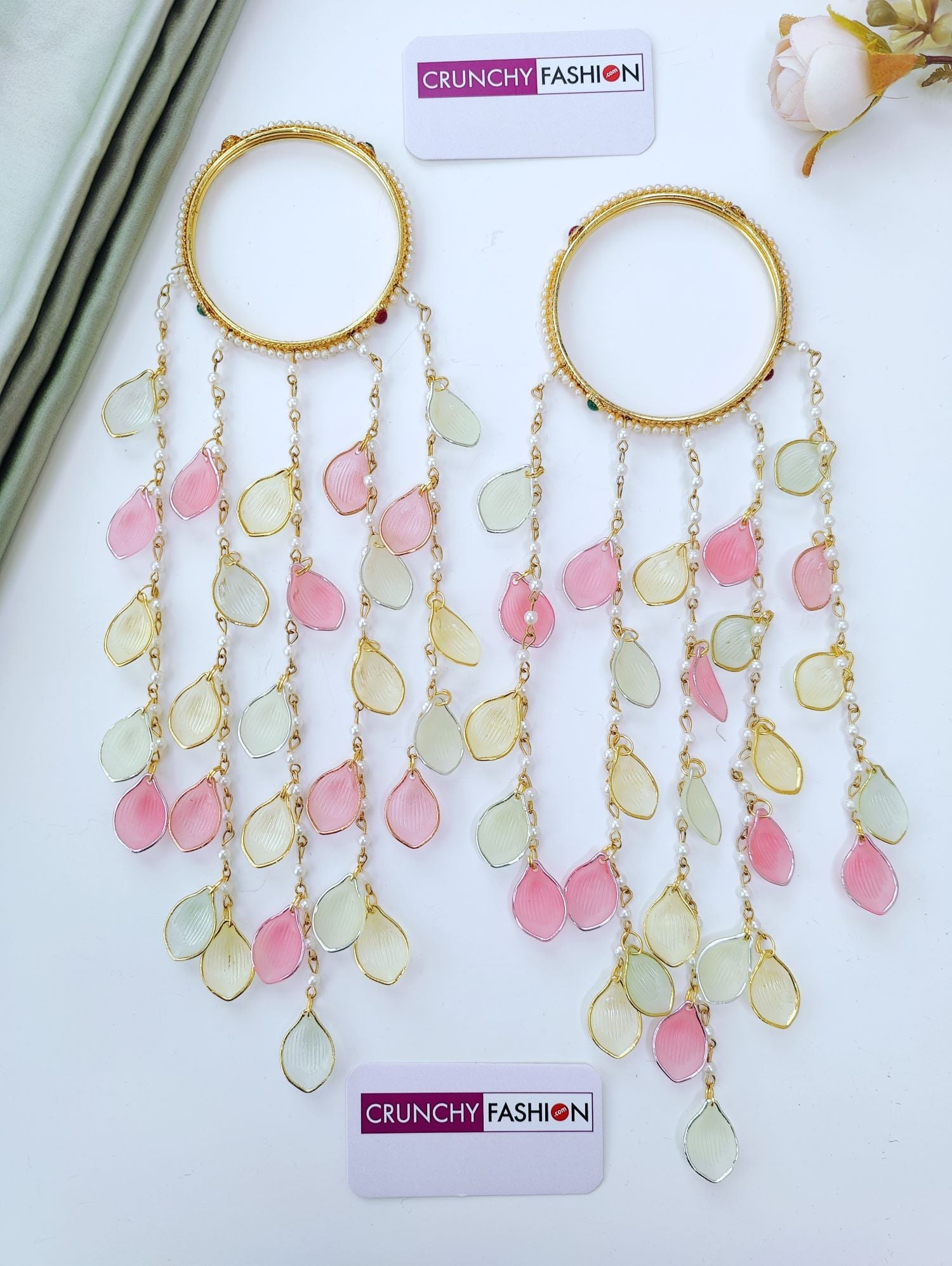Pink Mint Floral Jewellery Set with Kaliras