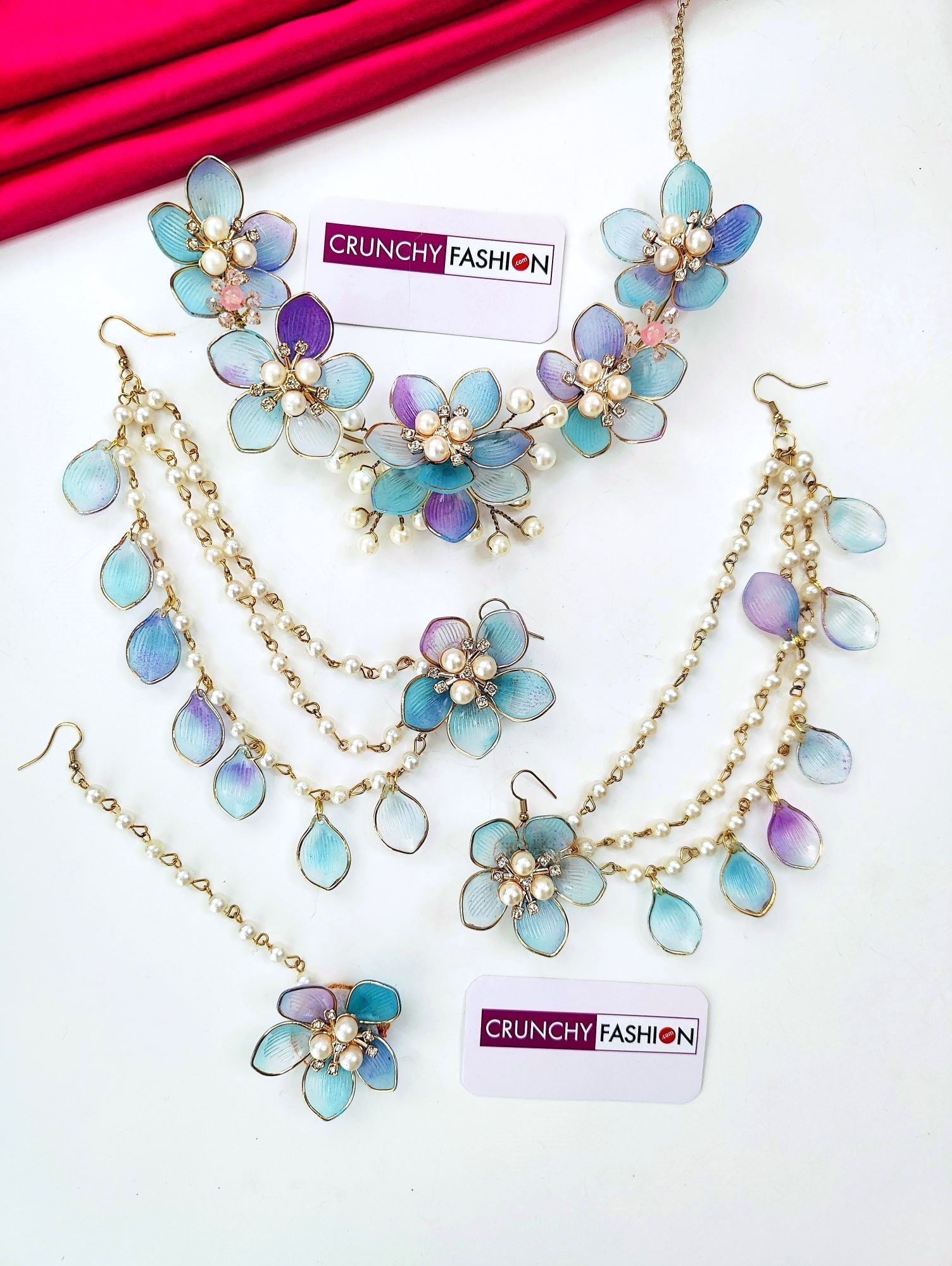 Powder Blue Floral: Handmade Haldi-Mehndi Jewels for Stylish Brides