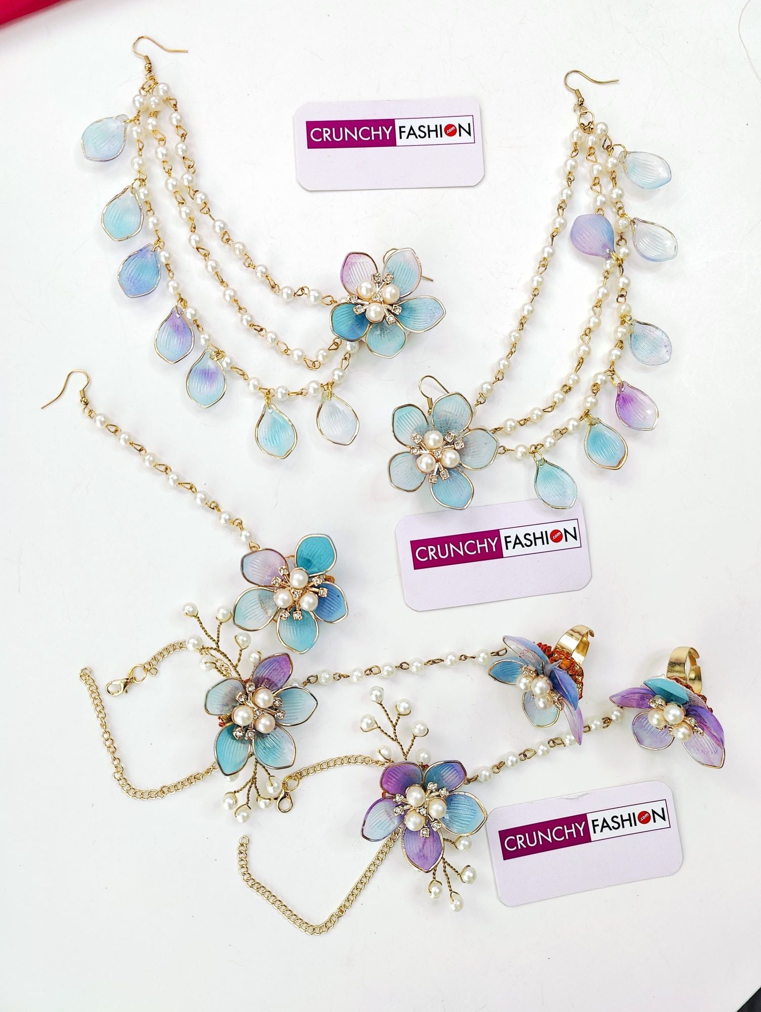 Powder Blue Floral: Handmade Haldi-Mehndi Jewels for Stylish Brides
