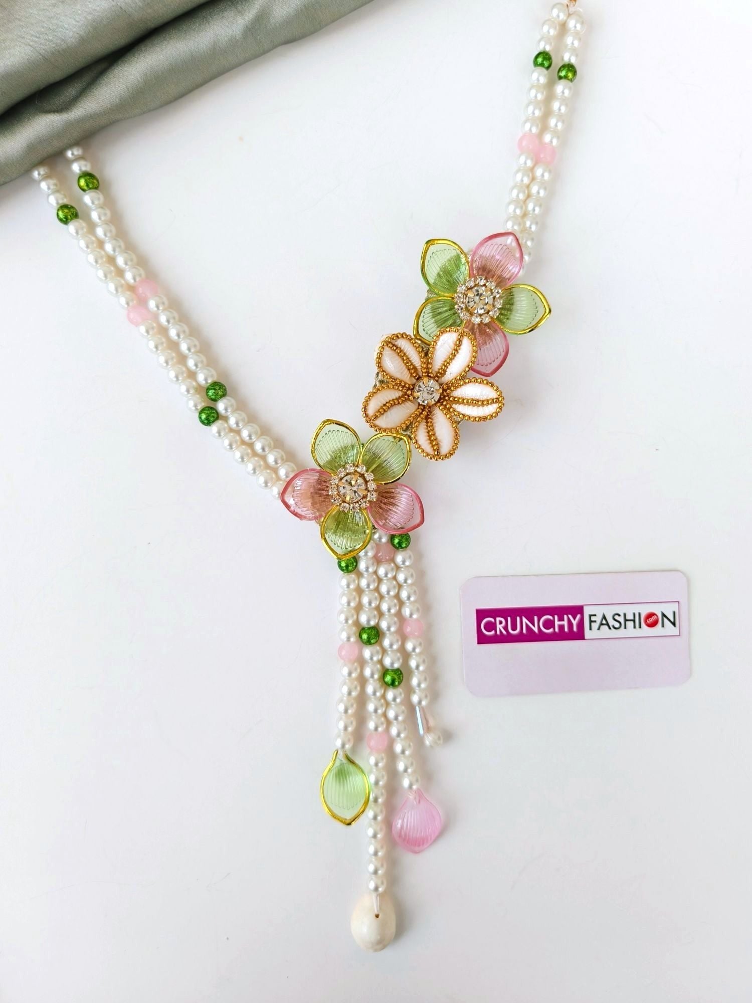 Green Pink Floral Seashell Haldi Bridal Set