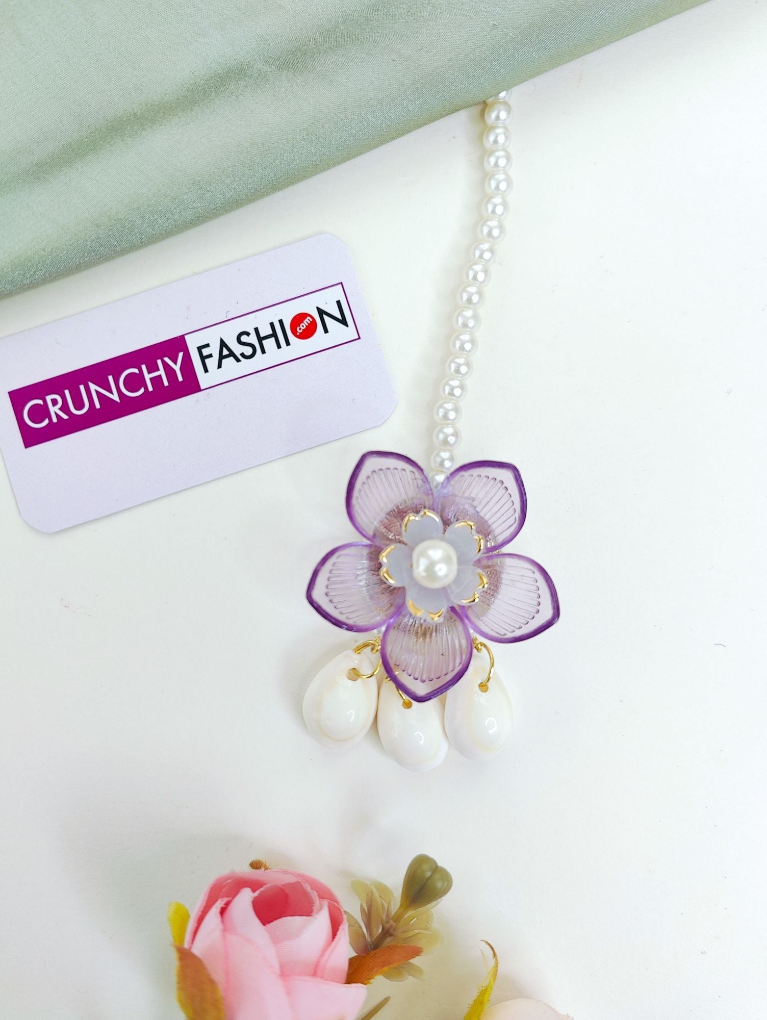 Lavender-Pink Delight: Floral Handmade Resin Carnival Bridal Jewellery Set