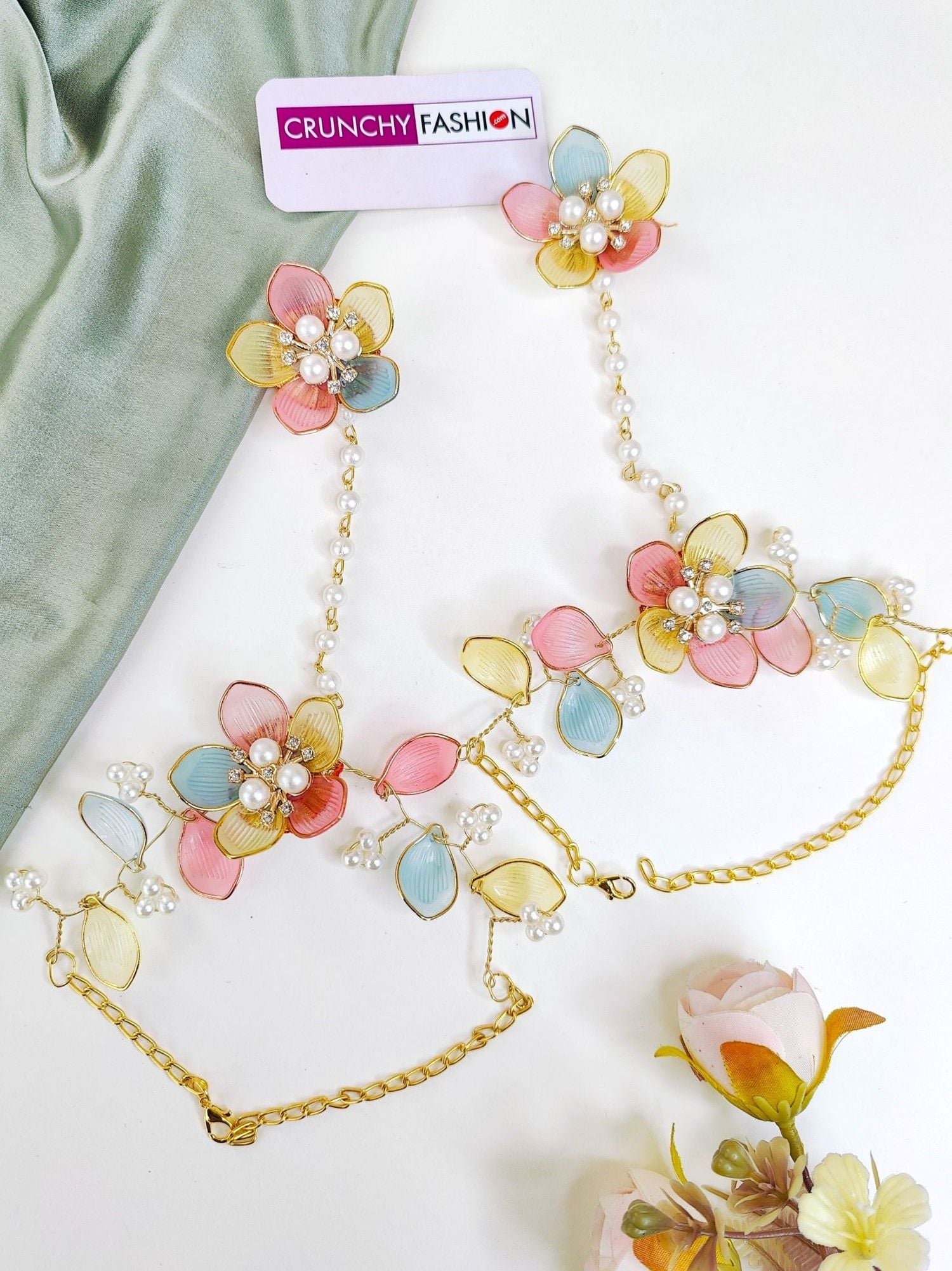 Carnival Resin Art: Multi Floral Bridal Jewellery Set for Haldi-Mehndi