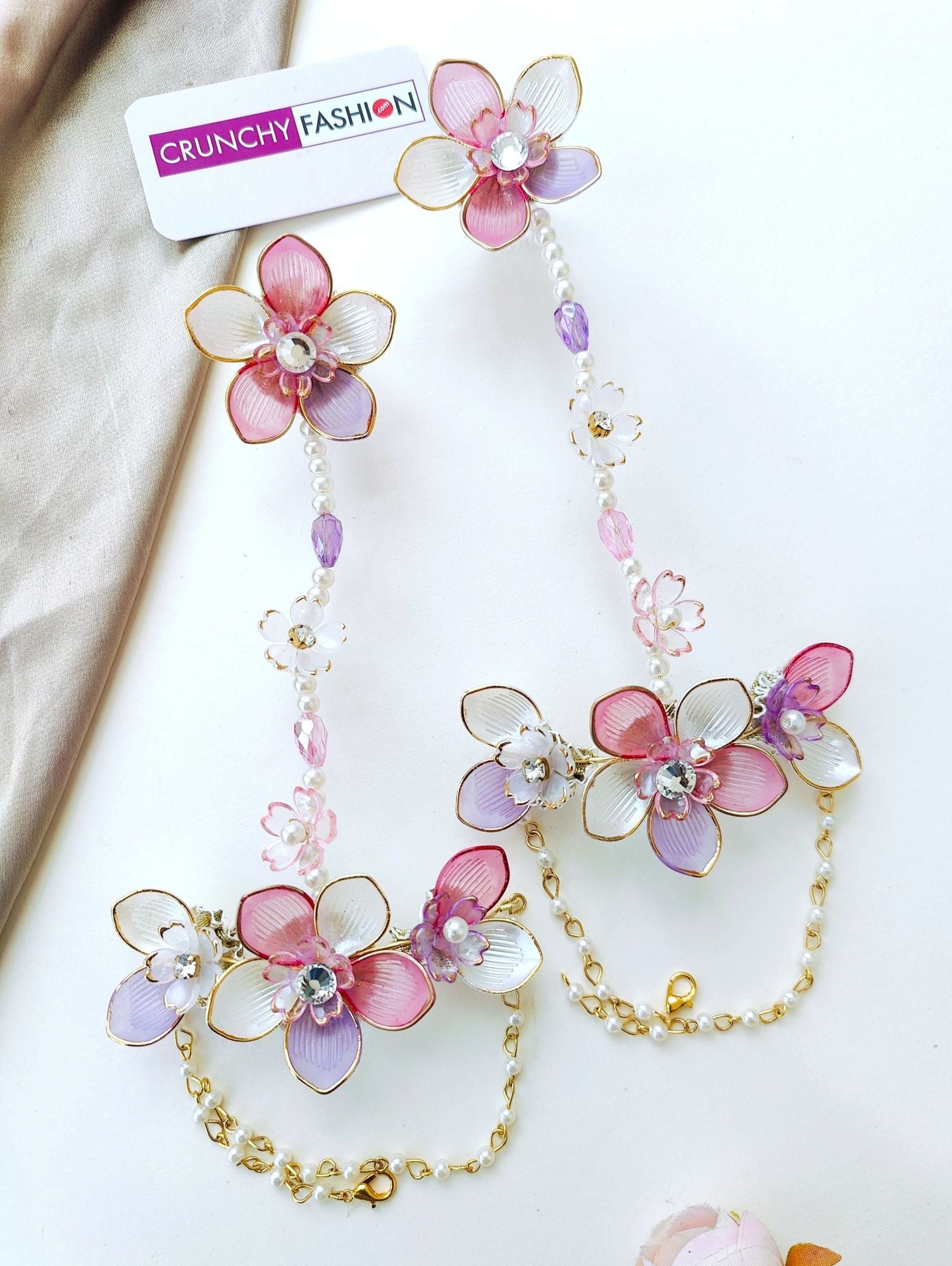 Lavender-Pink Floral: Handmade Acrylic Carnival Jewelry for Brides
