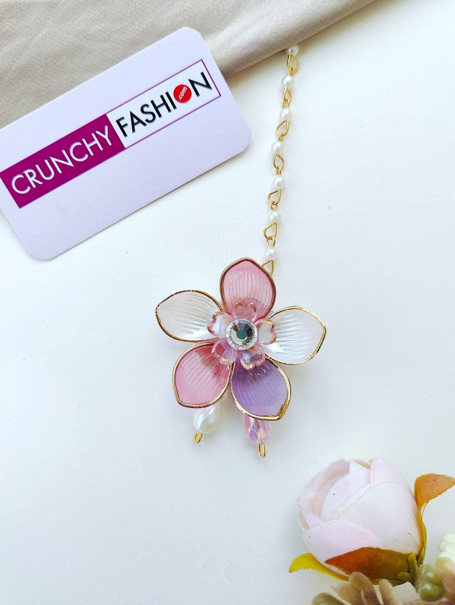 Lavender-Pink Floral: Handmade Acrylic Carnival Jewelry for Brides