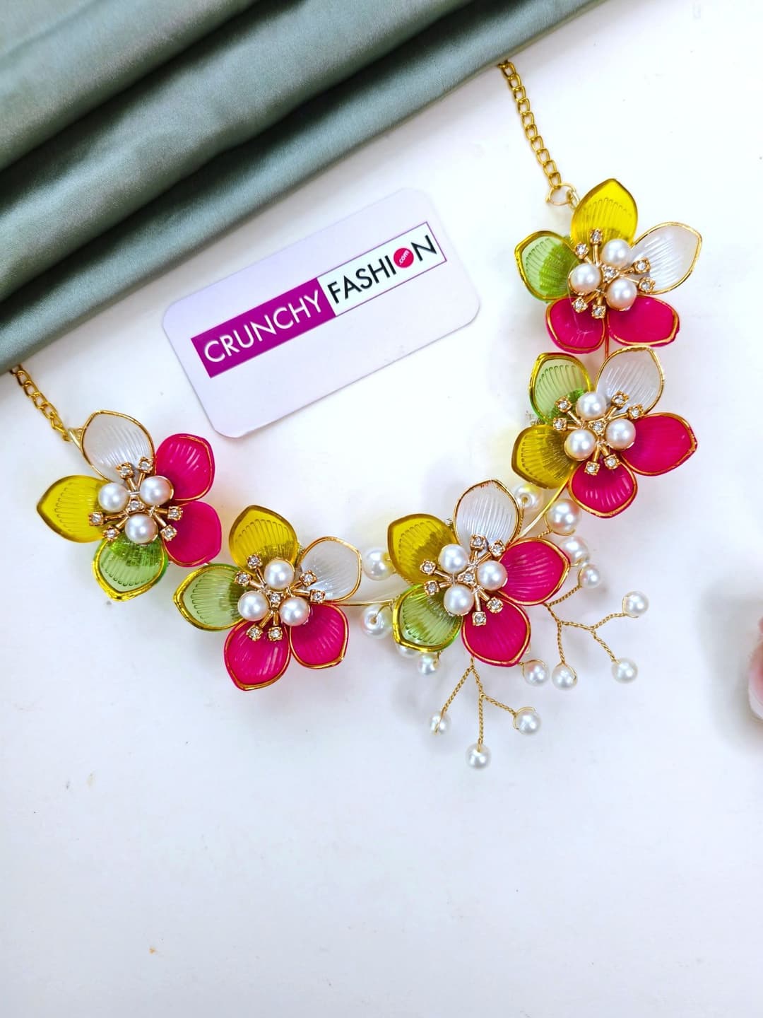 Powder Blue Floral Haldi Bridal Jewellery Set