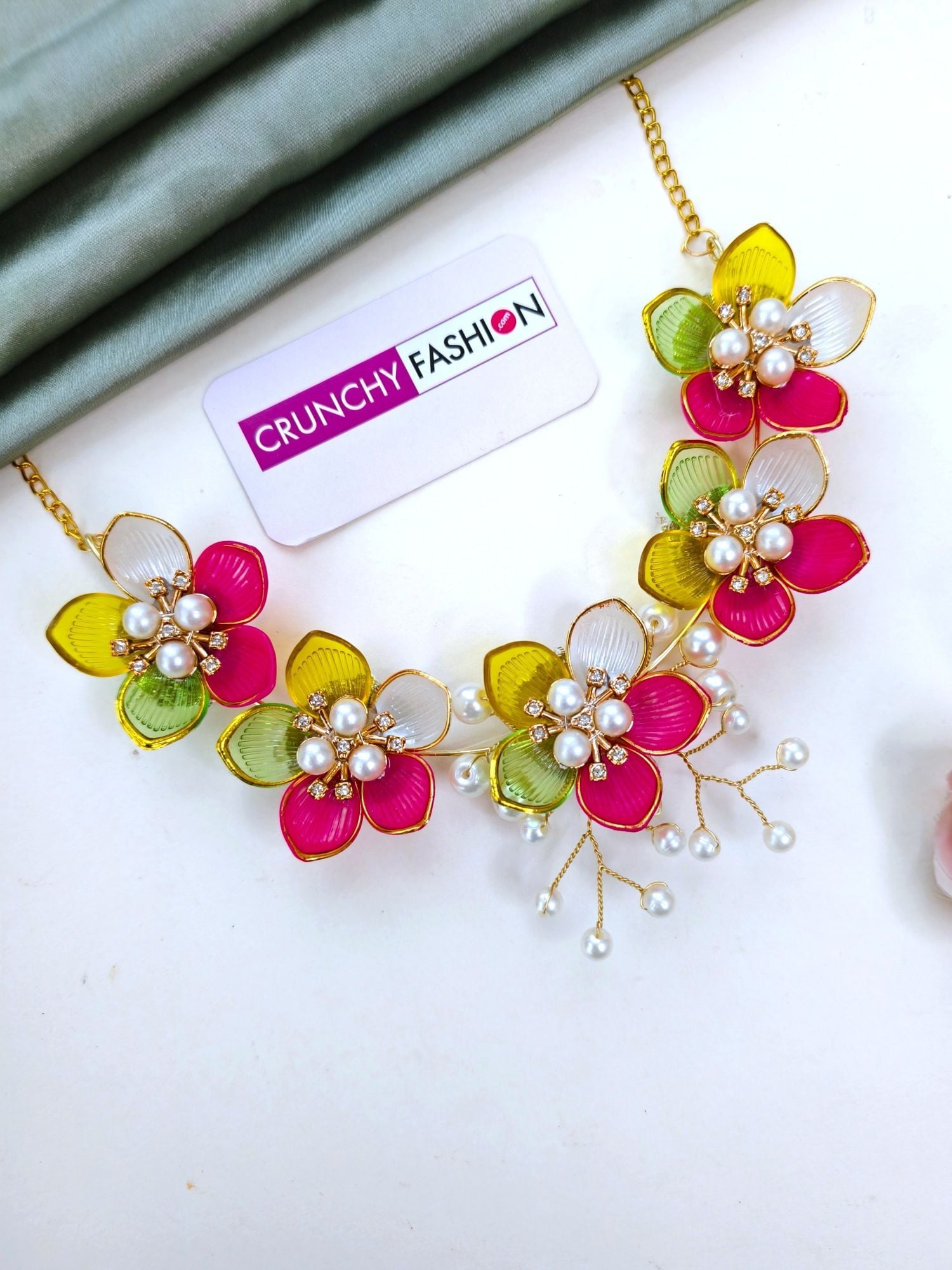 Powder Blue Floral Haldi Bridal Jewellery Set