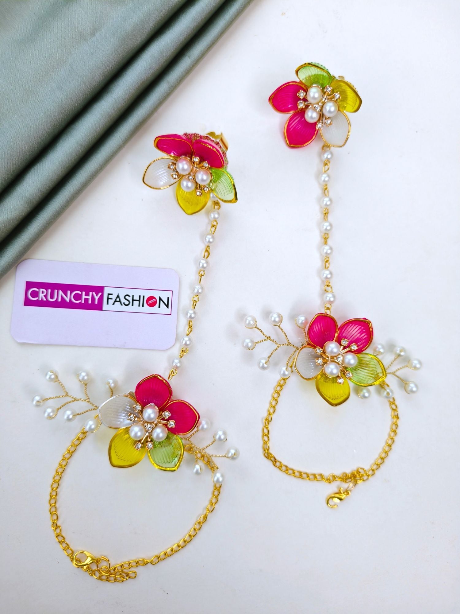 Powder Blue Floral Haldi Bridal Jewellery Set