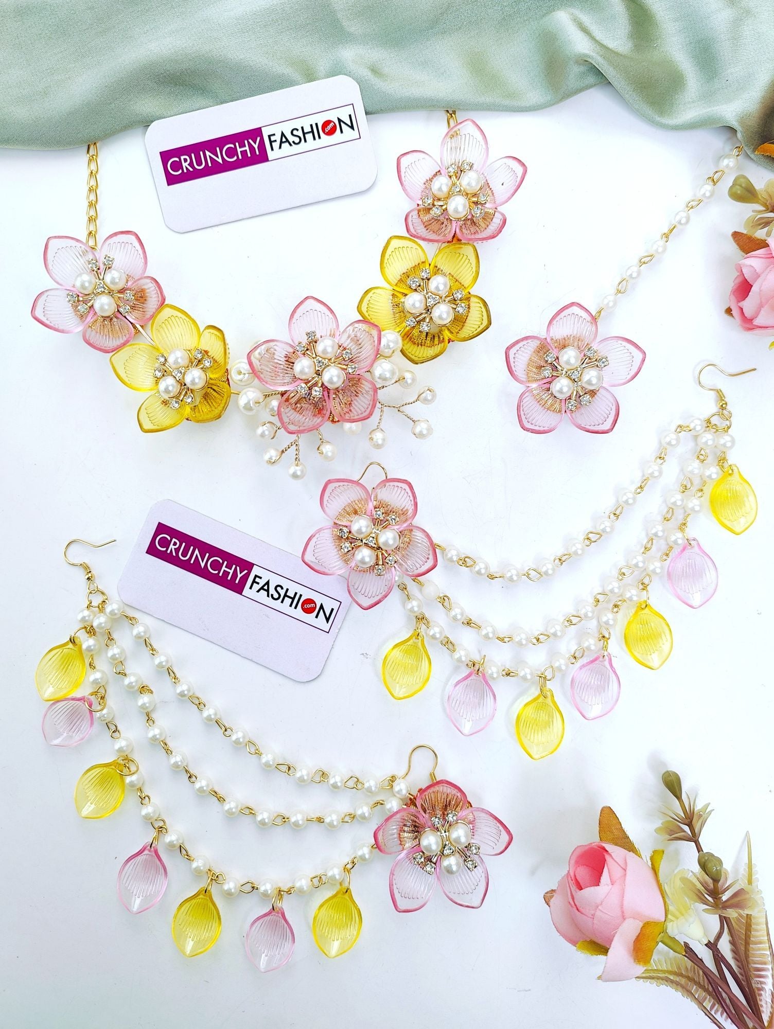 Sun-Kissed Yellow Floral Haldi Carnival Jewelry Set for Brides